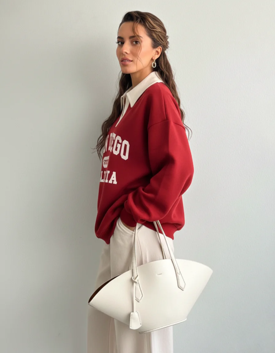 Knit Long Sleeve Polo Sweatshirt - Image 3