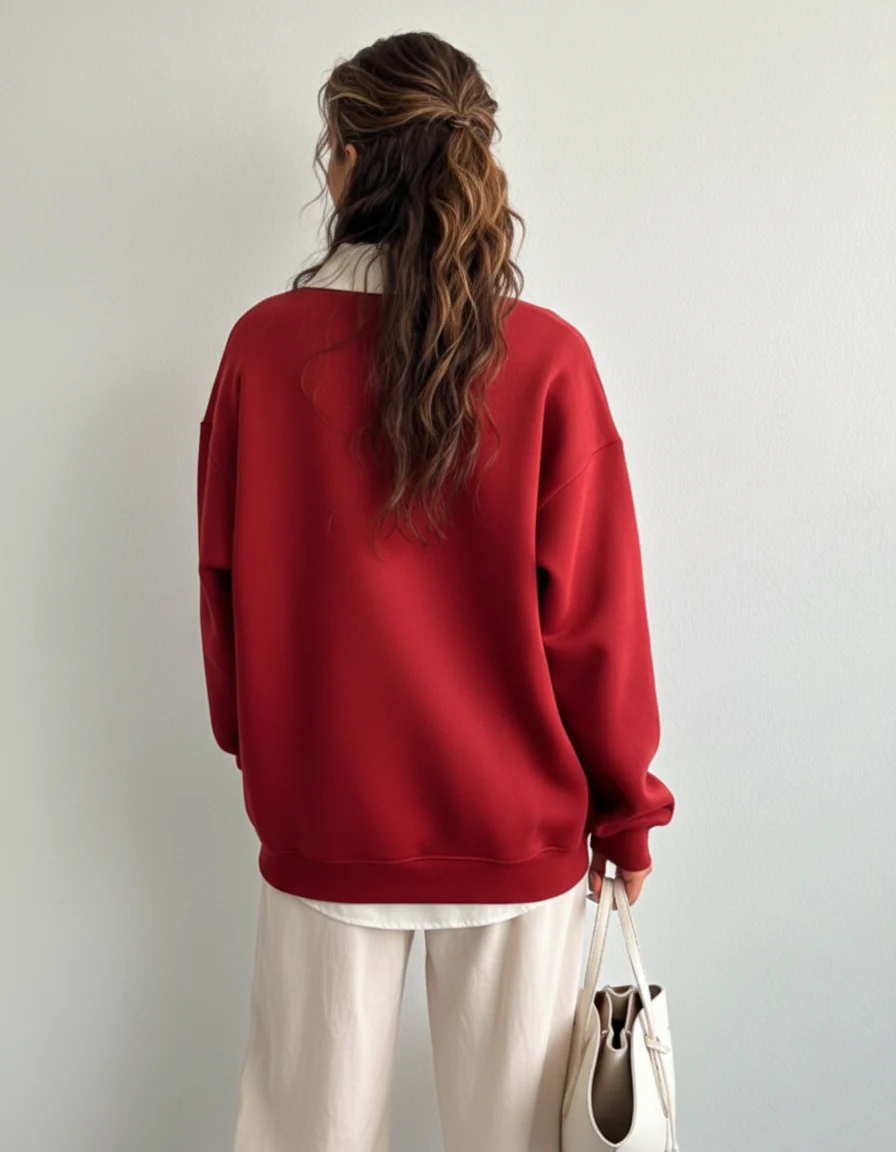Knit Long Sleeve Polo Sweatshirt - Image 4