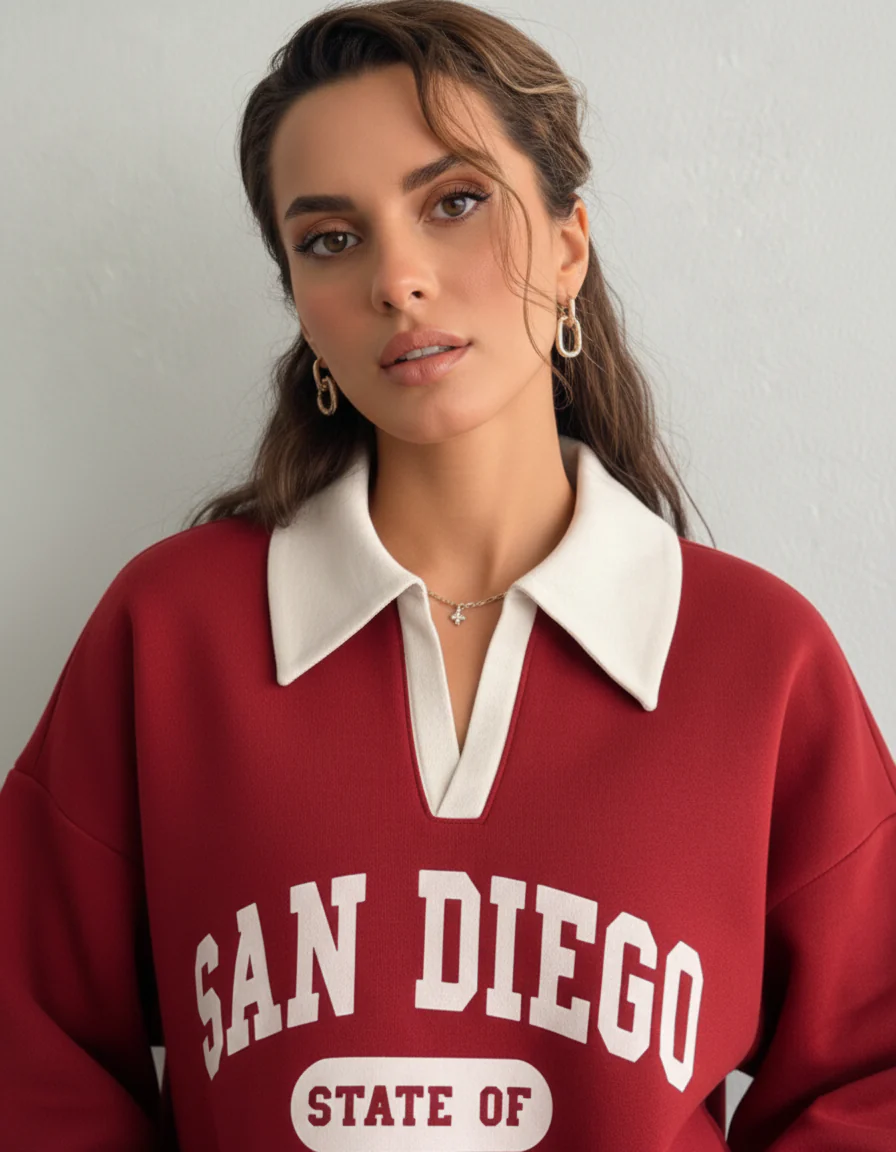 Knit Long Sleeve Polo Sweatshirt - Image 5