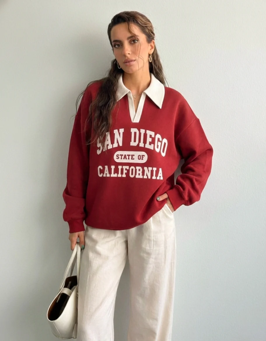 Knit Long Sleeve Polo Sweatshirt - Image 7