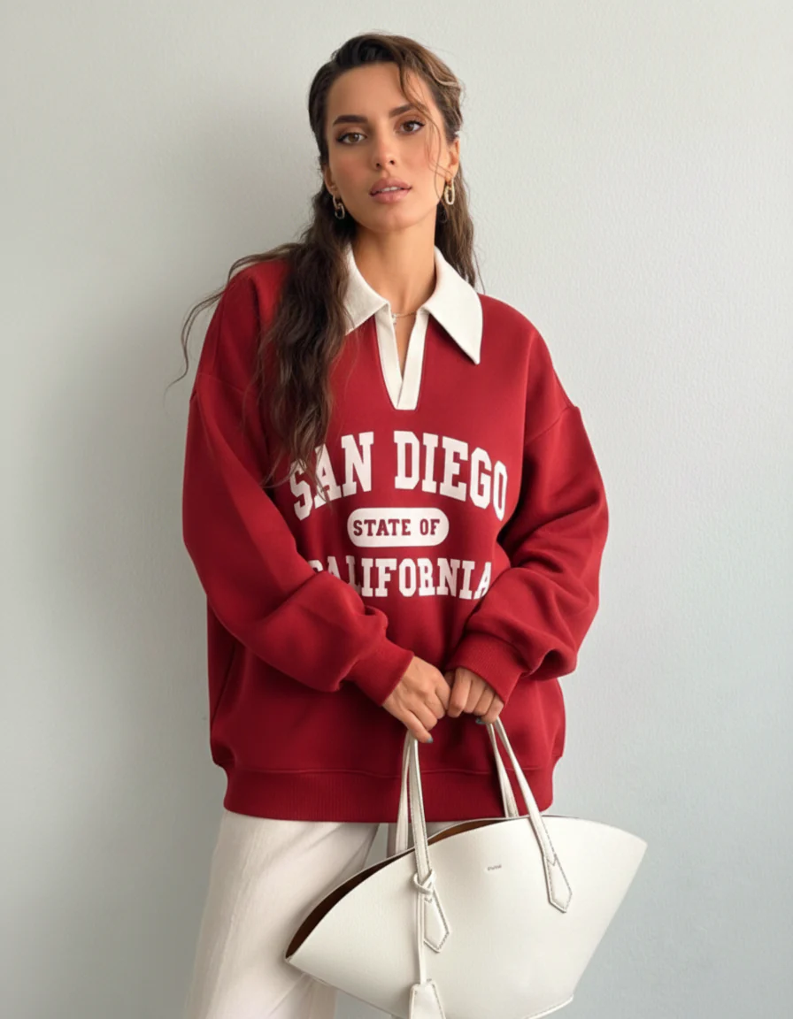 Knit Long Sleeve Polo Sweatshirt - Image 8