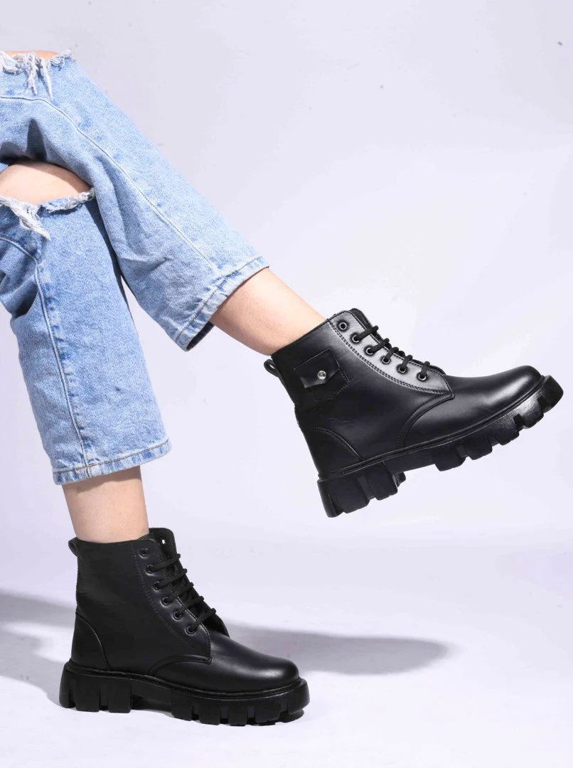 Jm Looks Bold Lace-Up Combat Boots for Women & Girls - Image 3