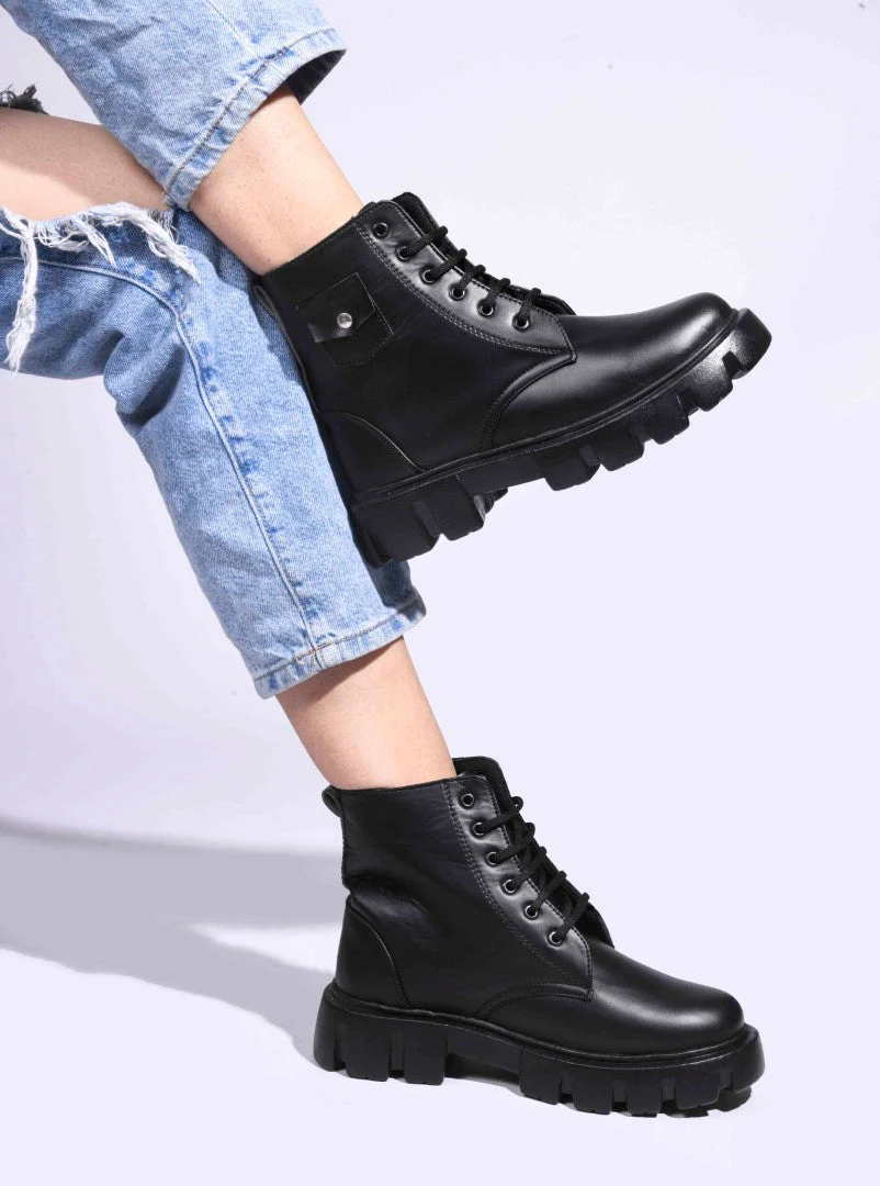 Jm Looks Bold Lace-Up Combat Boots for Women & Girls - Image 4
