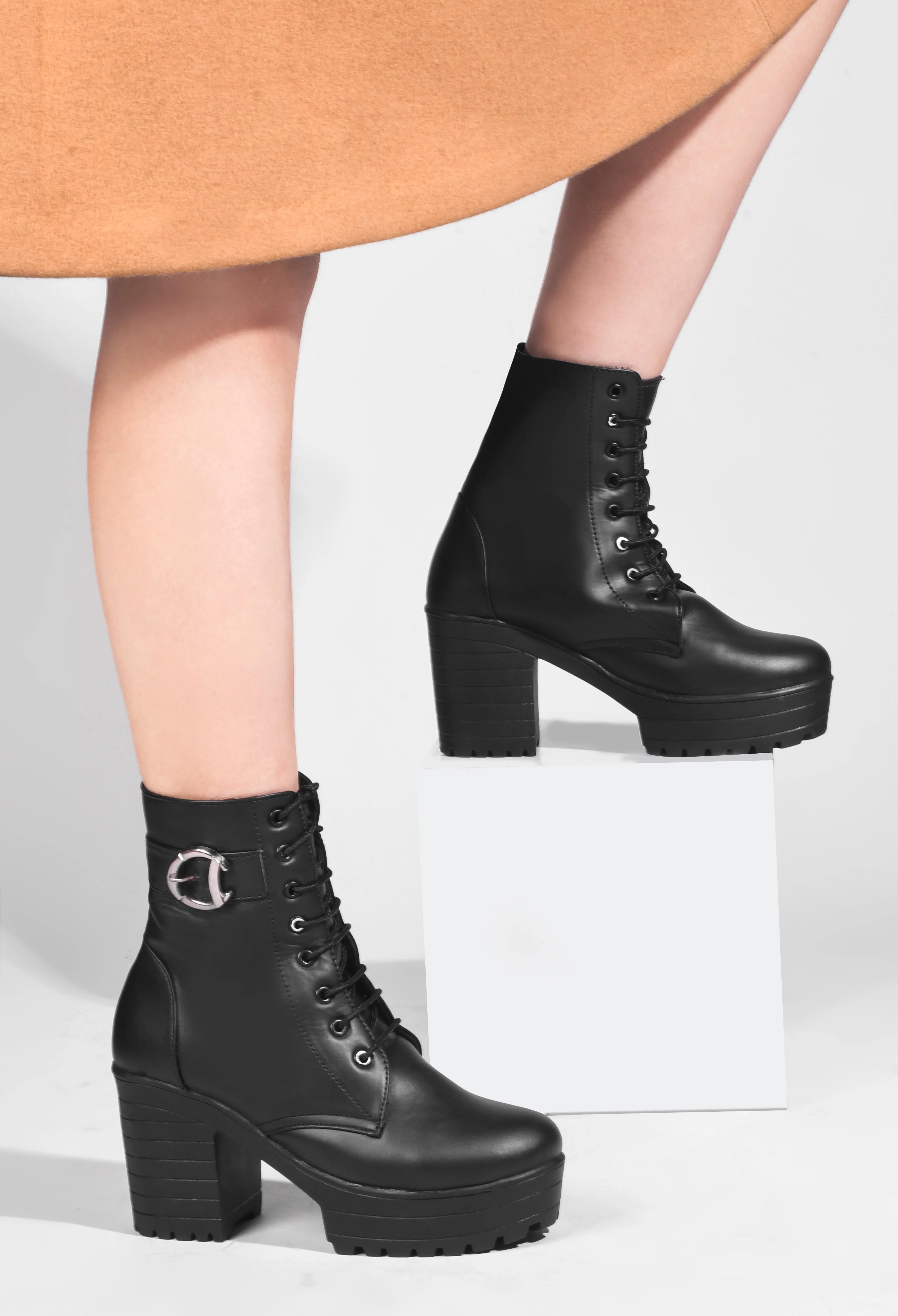 Jm Looks Trendy Lace-Up Combat Boots for Women & Girls - Image 3