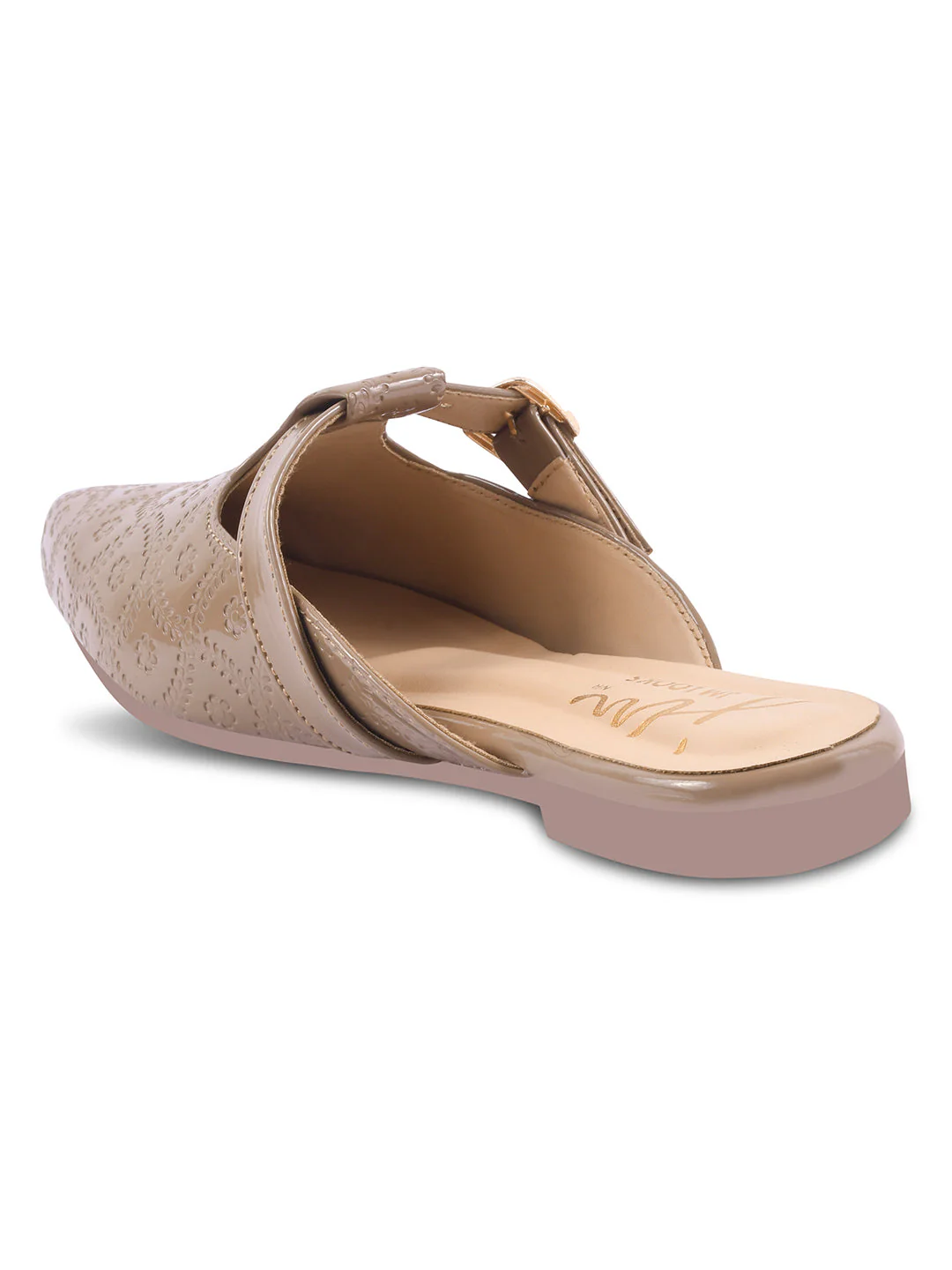 JM Looks Women's Embossed Pointed Mules with Buckle - Image 12
