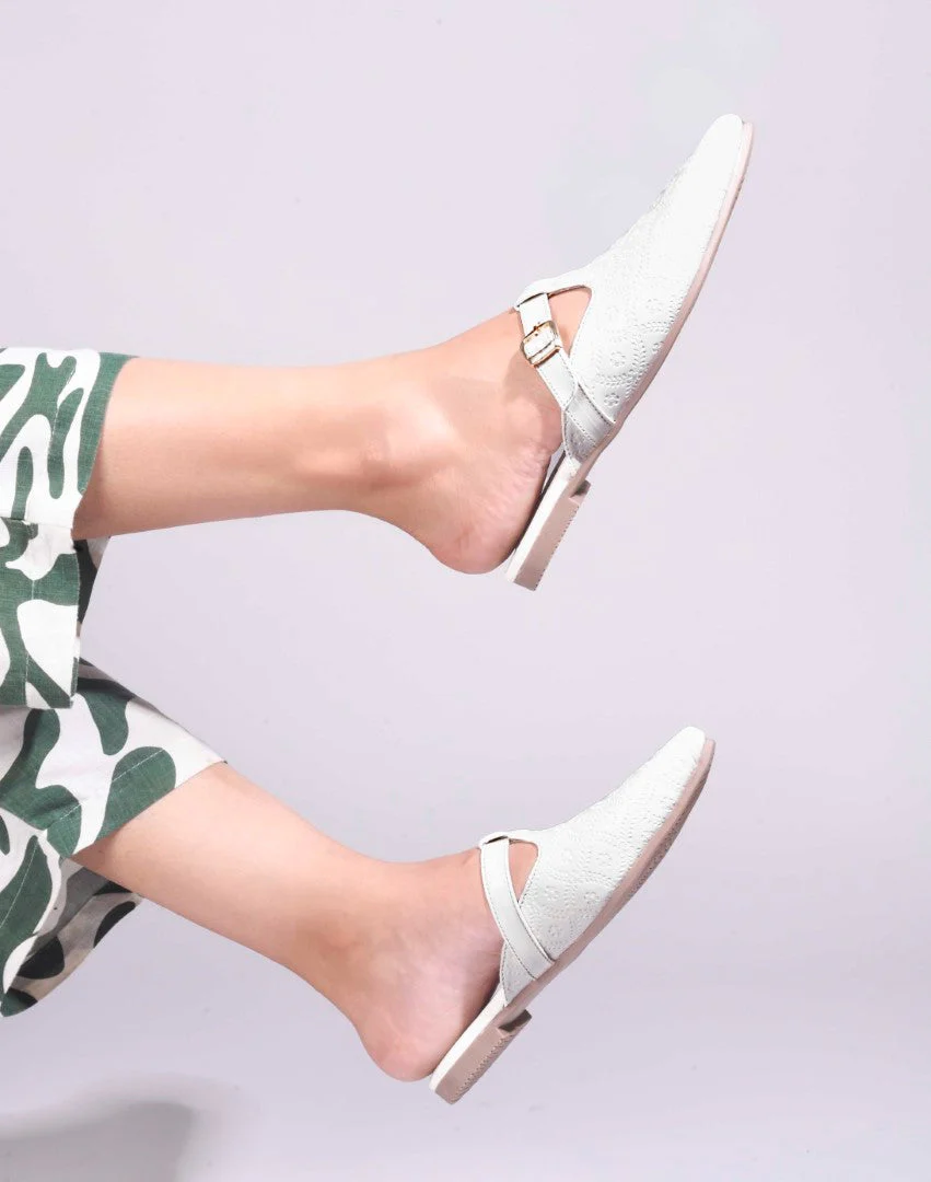 JM Looks Women's Embossed Pointed Mules with Buckle - Image 15