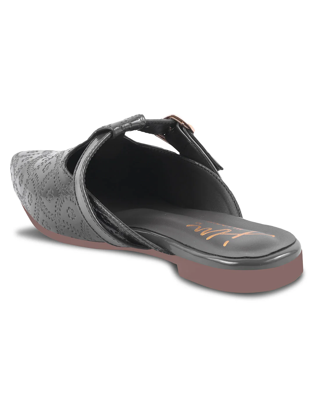 JM Looks Women's Embossed Pointed Mules with Buckle - Image 6