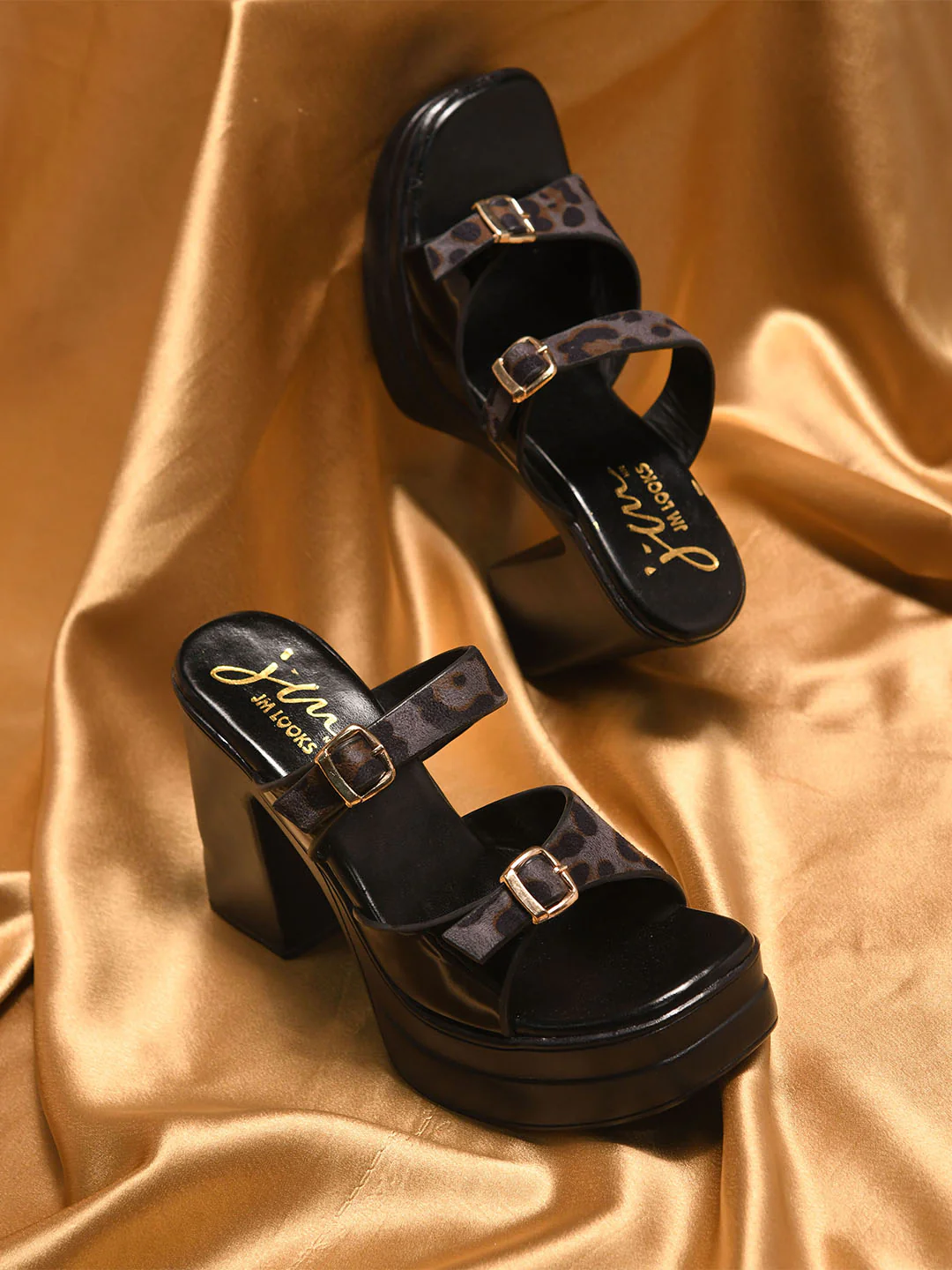JM Looks Leopard Buckle Platform Heels - Image 7
