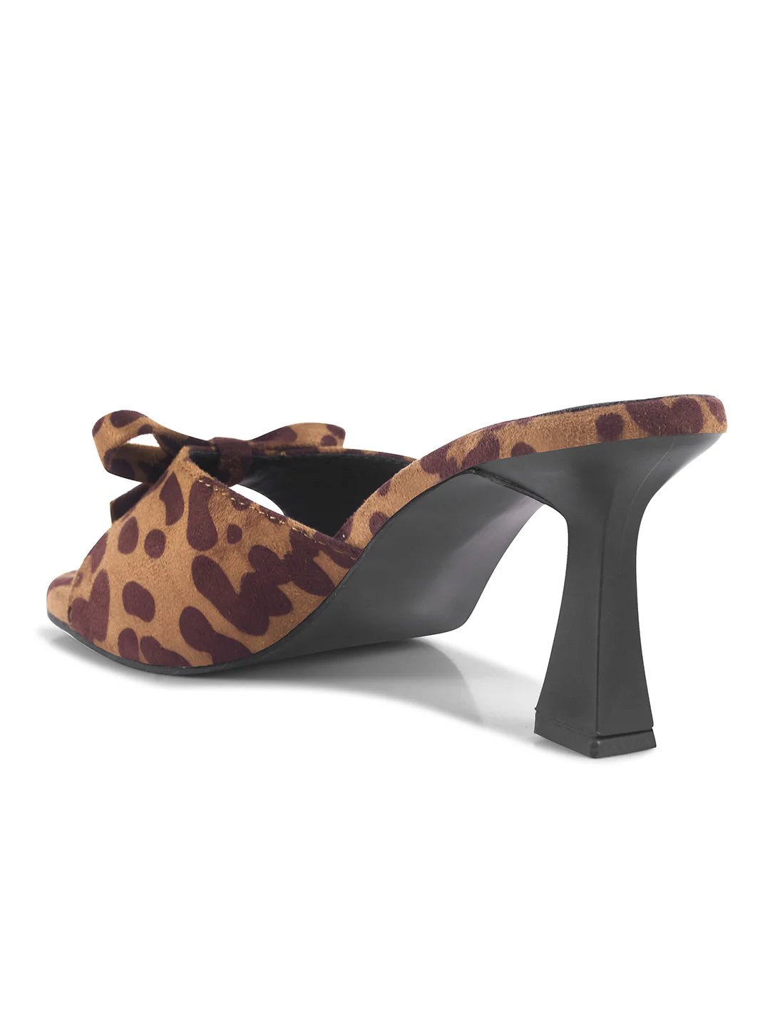 Leopard Print Kitten Heel Slides with Bow Accent - Image 12