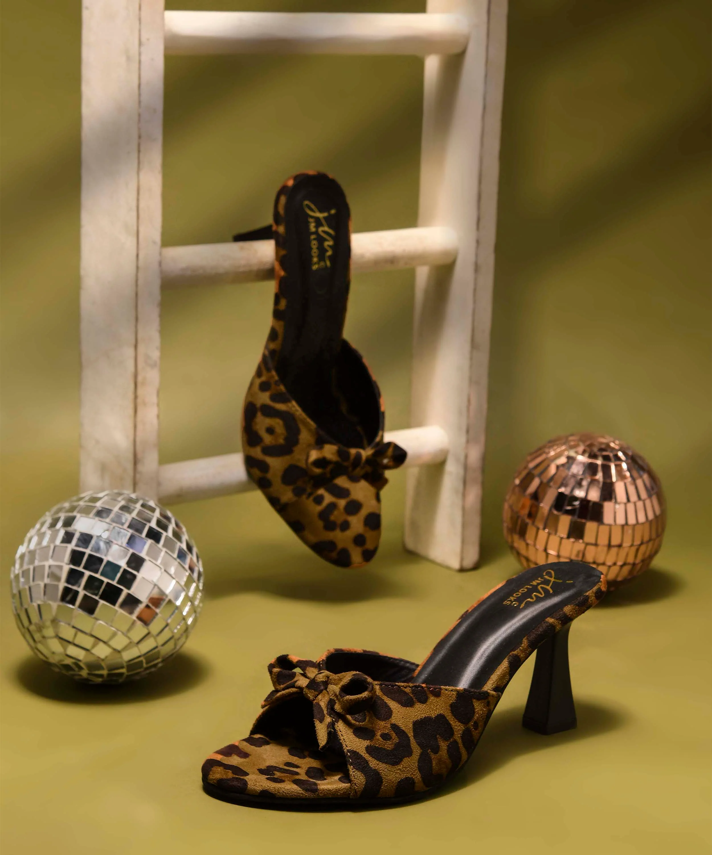 Leopard Print Kitten Heel Slides with Bow Accent - Image 5