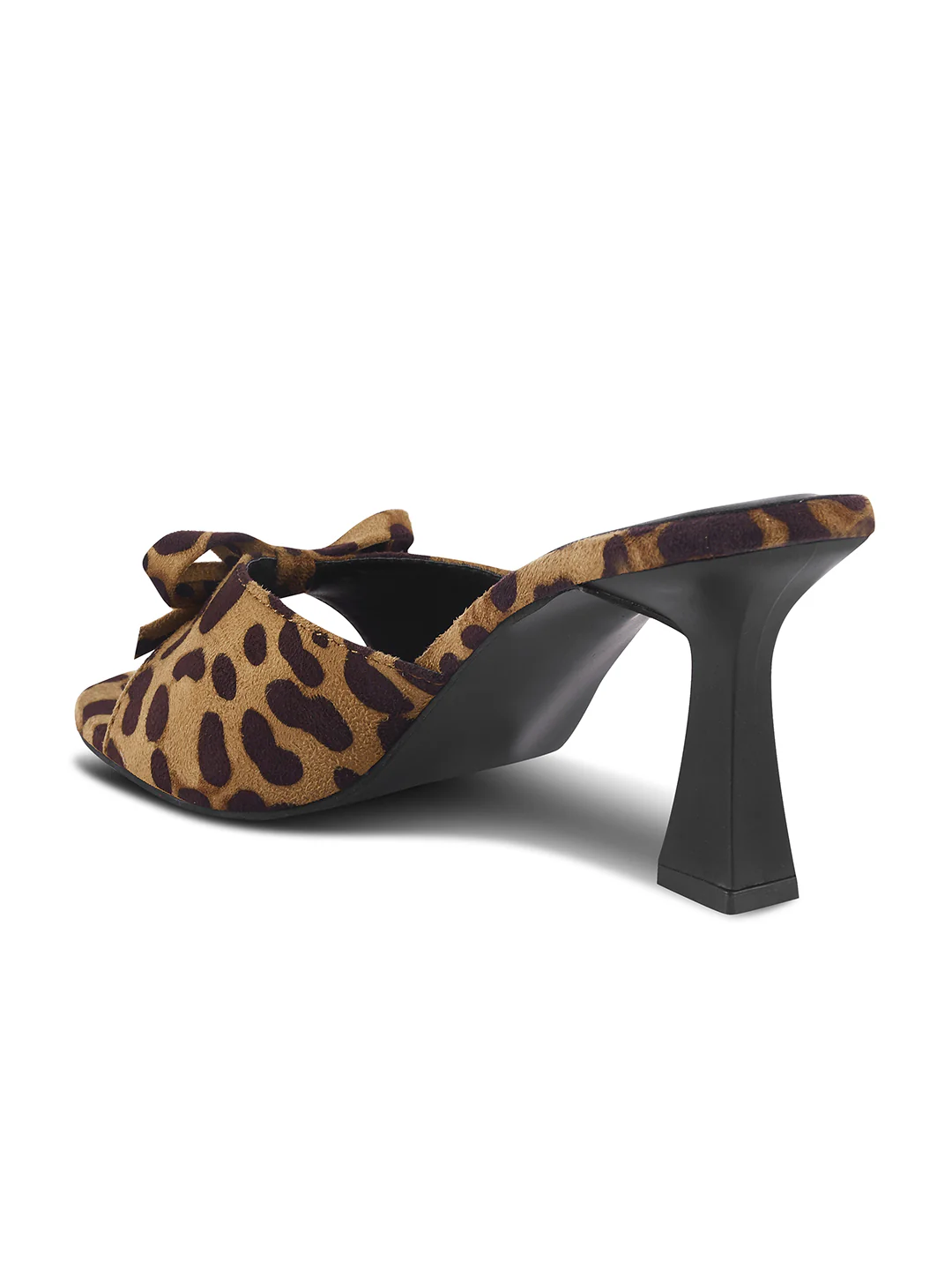 Leopard Print Kitten Heel Slides with Bow Accent - Image 7