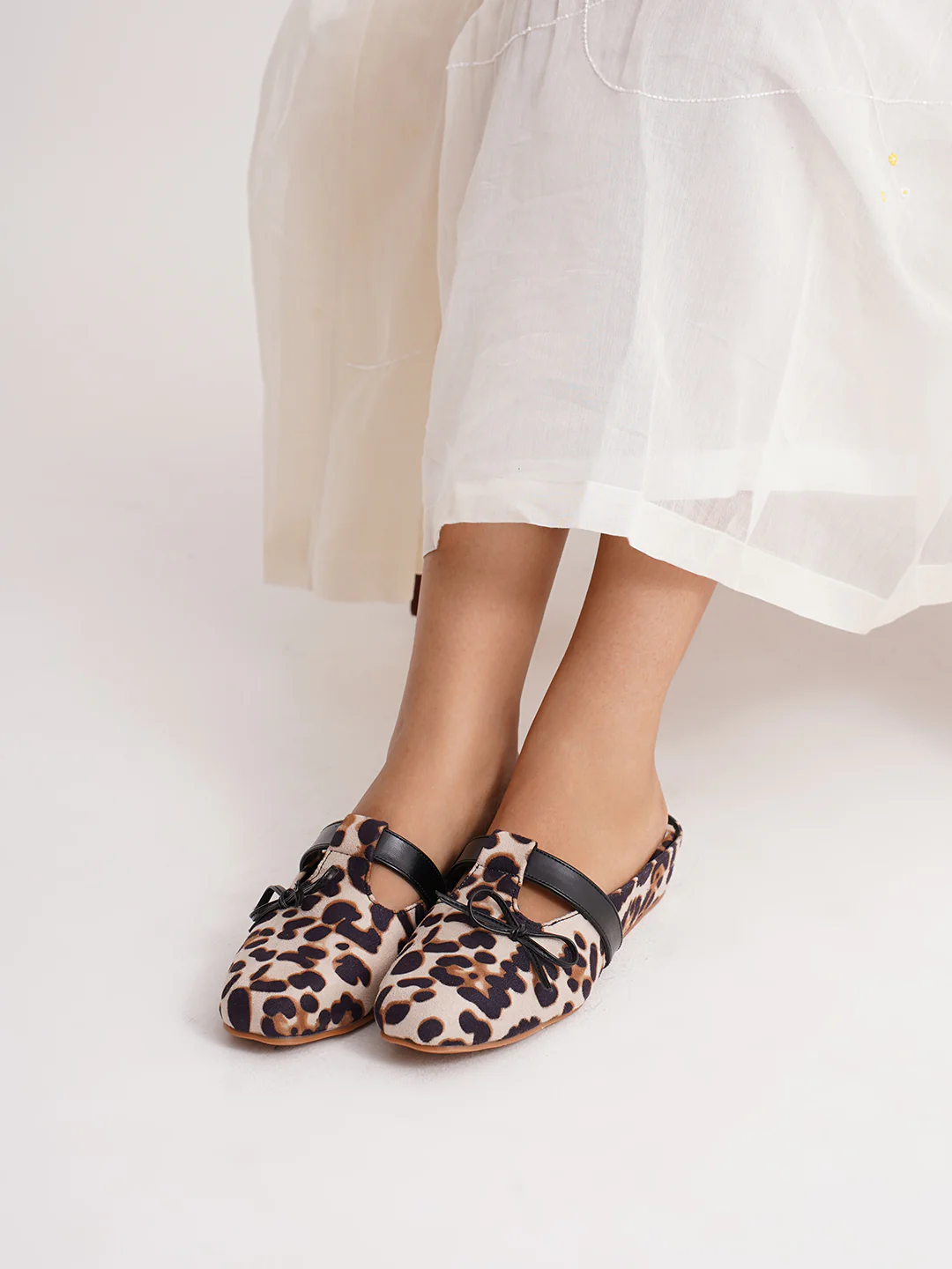 Leopard Print Slip-On Loafers with Bow Accent - Image 8