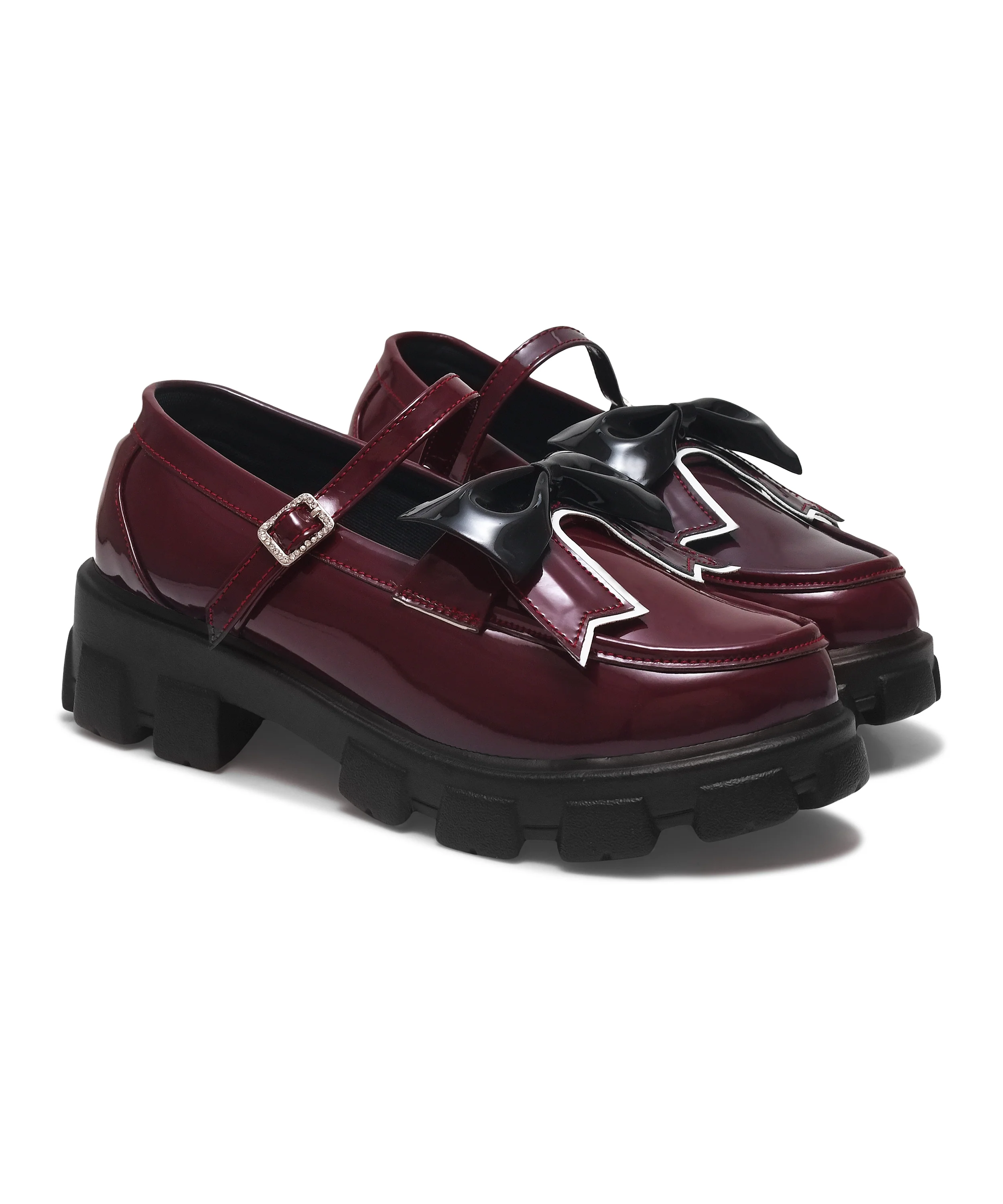 Mary Jane Block Heel Shoes with Bow - Image 17