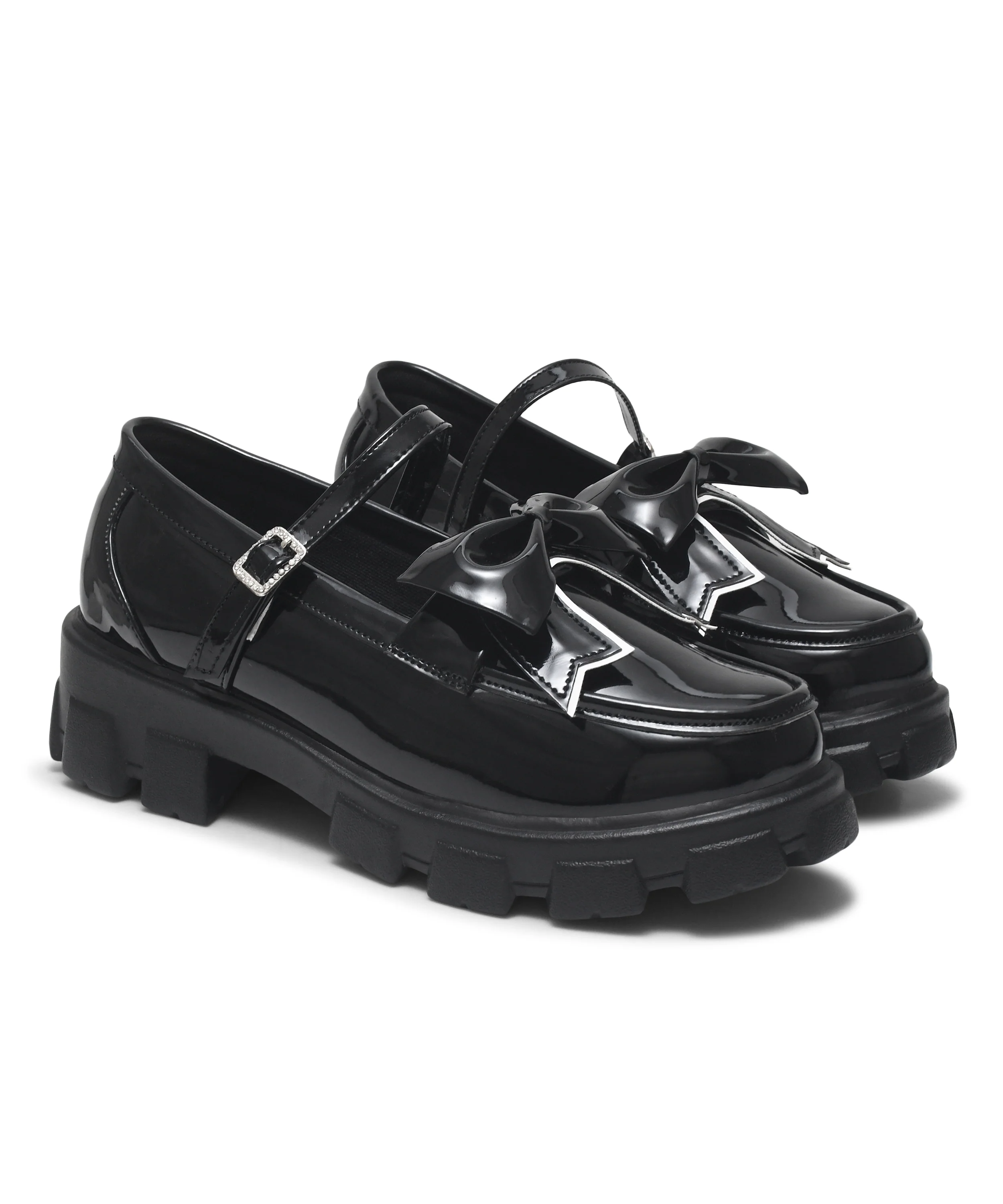 Mary Jane Block Heel Shoes with Bow - Image 7