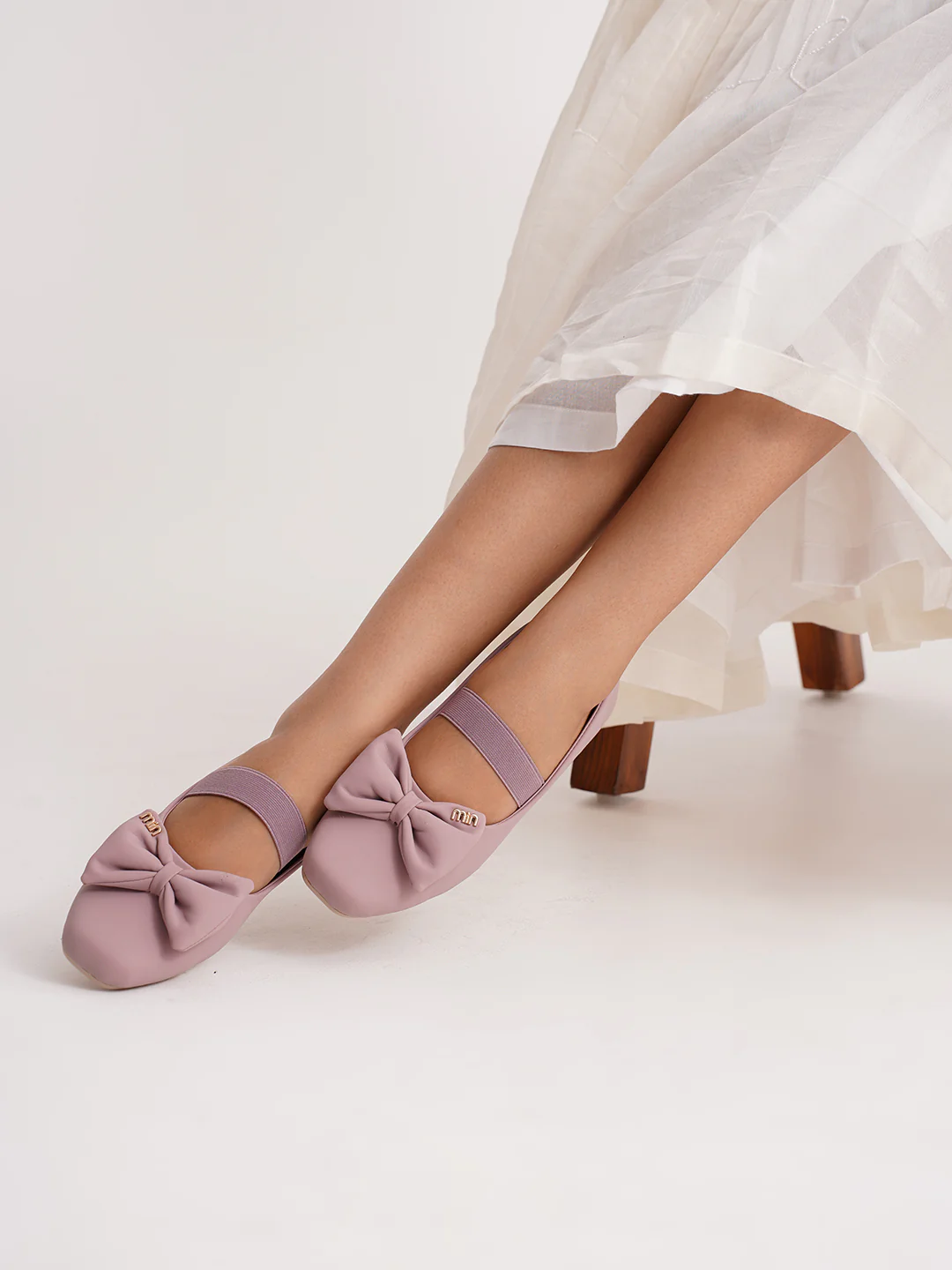 Mary Jane Flats with Bow and Elastic Strap - Image 14