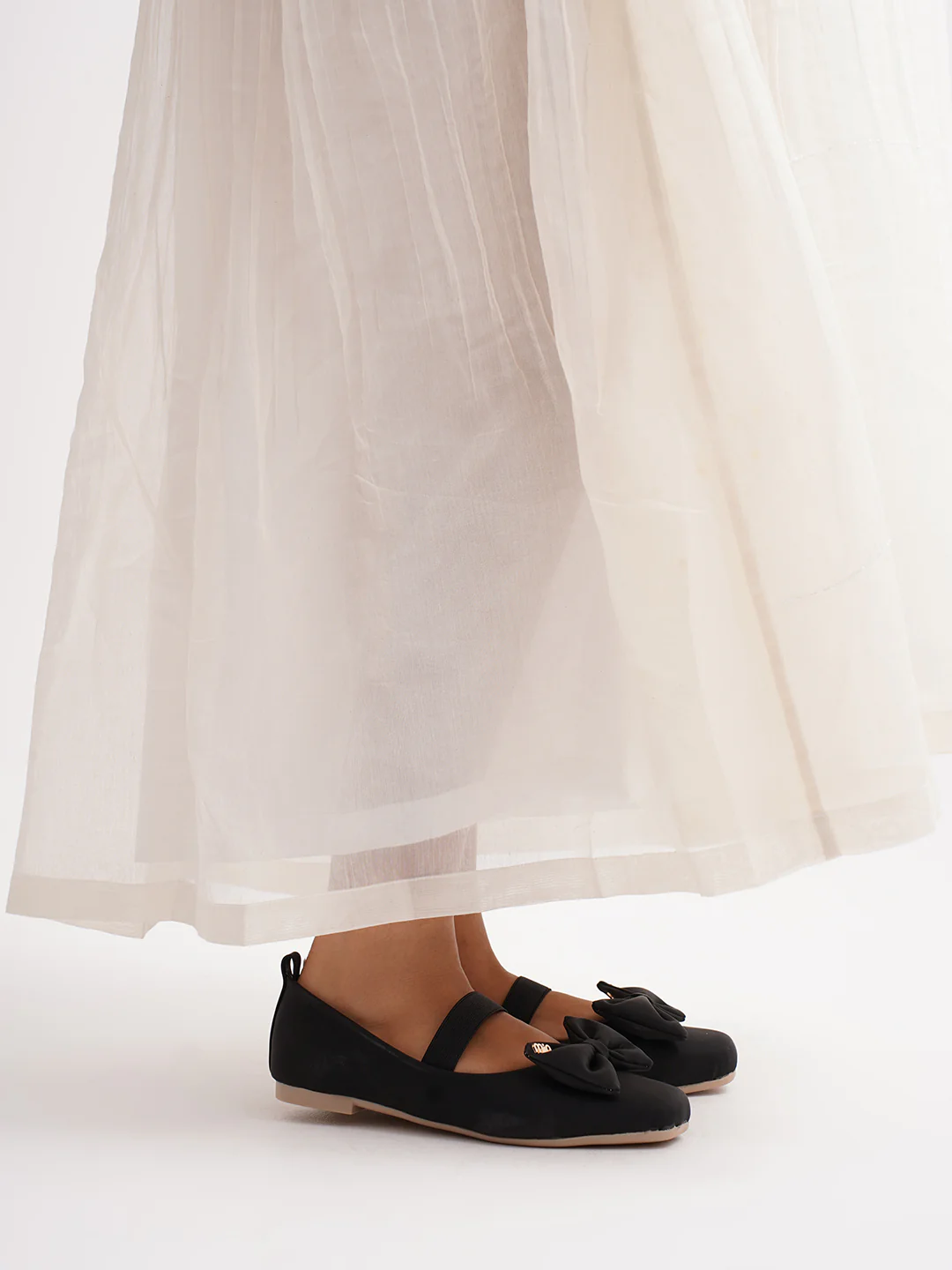 Mary Jane Flats with Bow and Elastic Strap - Image 3