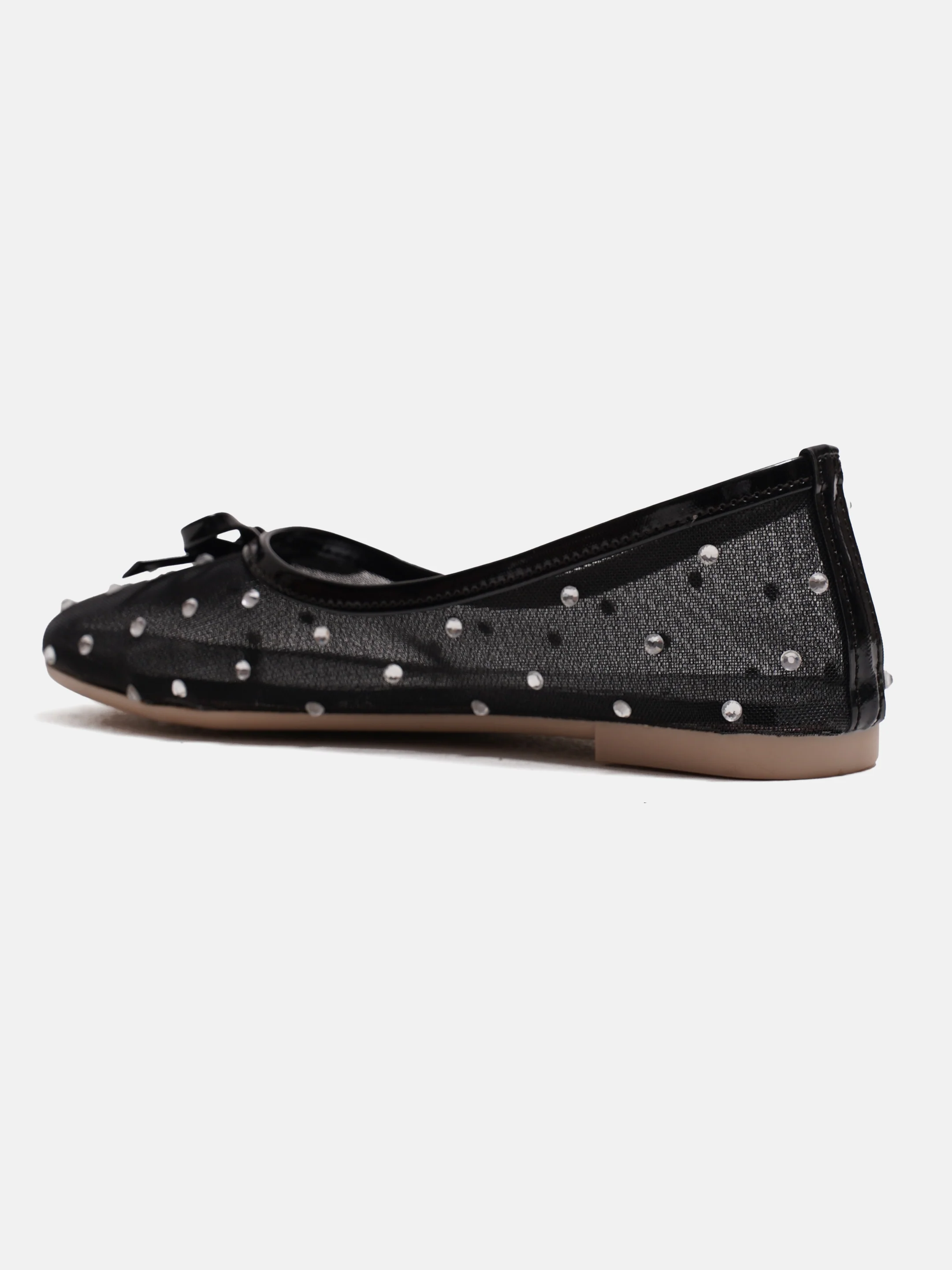 Mesh Dotted Ballet Flats with Bow Accent - Image 13