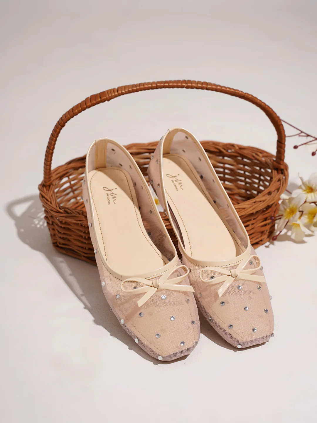 Mesh Dotted Ballet Flats with Bow Accent - Image 15