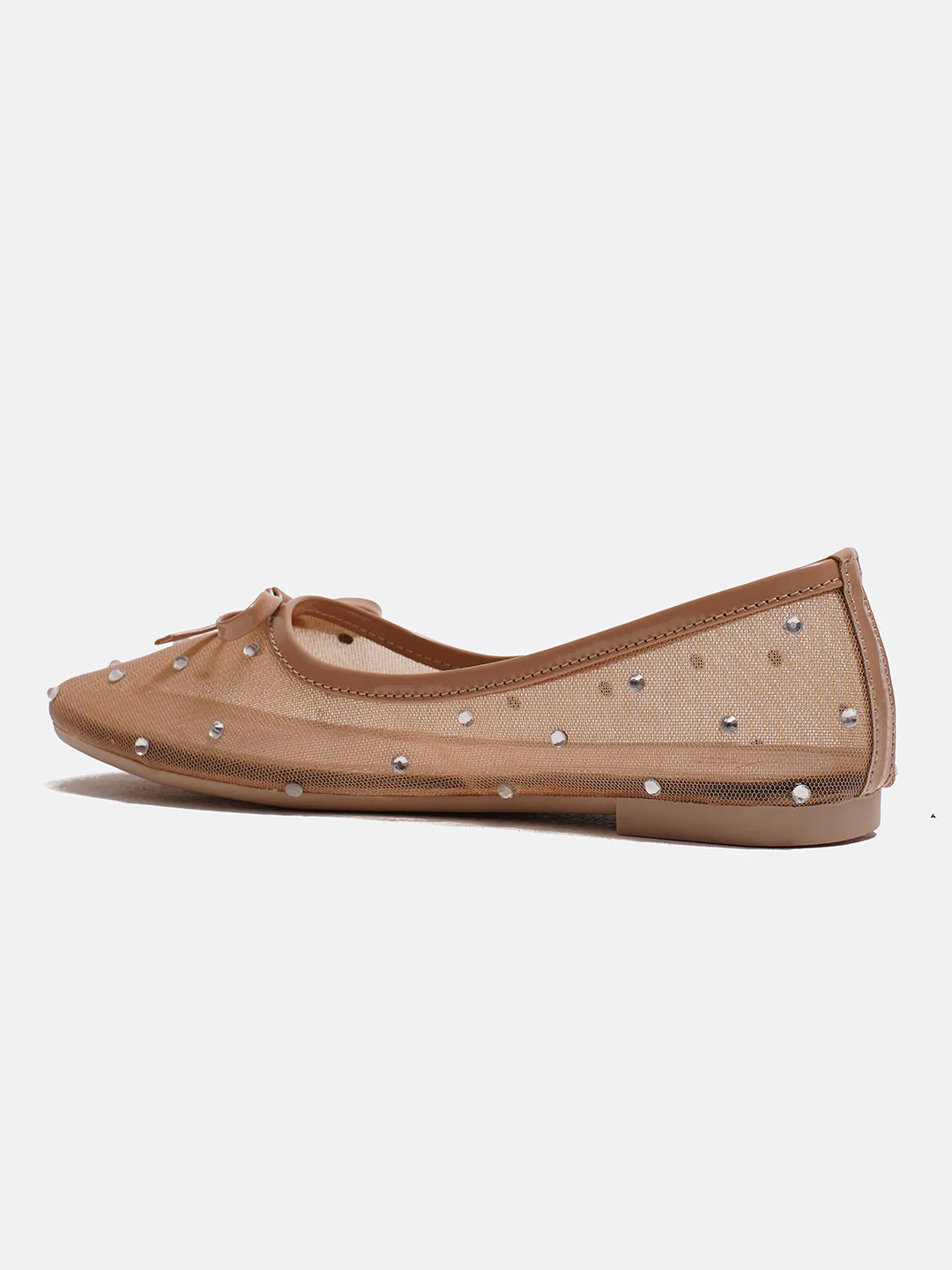 Mesh Dotted Ballet Flats with Bow Accent - Image 6