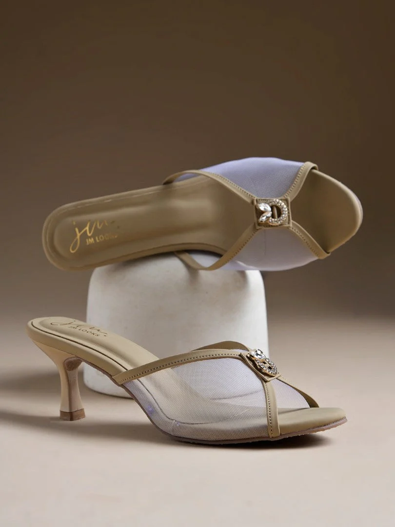 Jm Looks Embellished Mesh Kitten Heel Mules - Image 13