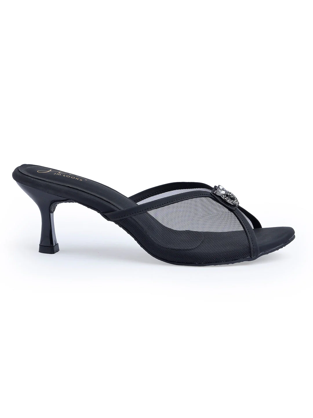 Jm Looks Embellished Mesh Kitten Heel Mules - Image 6