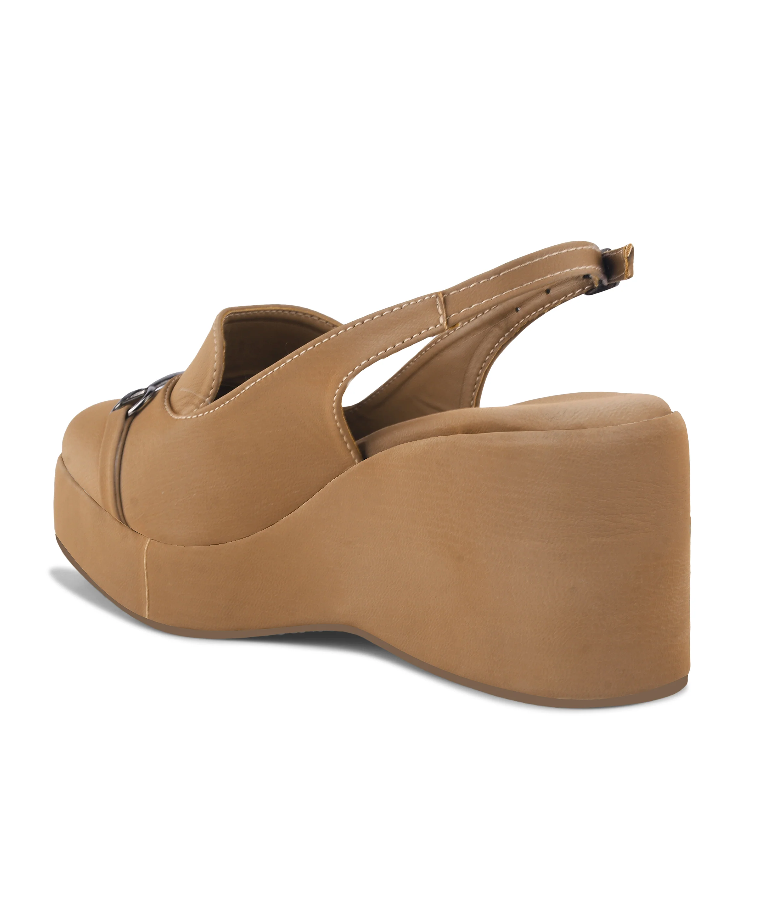 Metal Chain Detail Slingback Wedge Sandals - Image 8