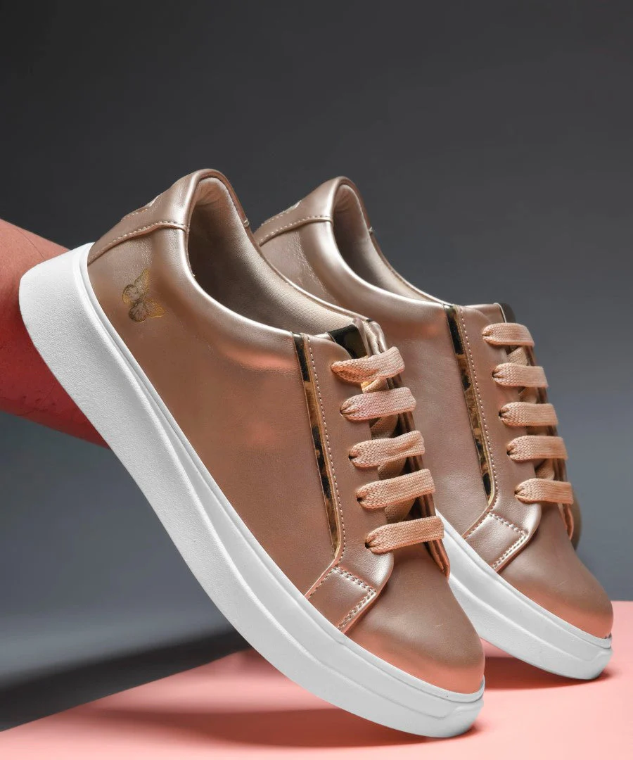 Metallic Lace-Up Sneakers