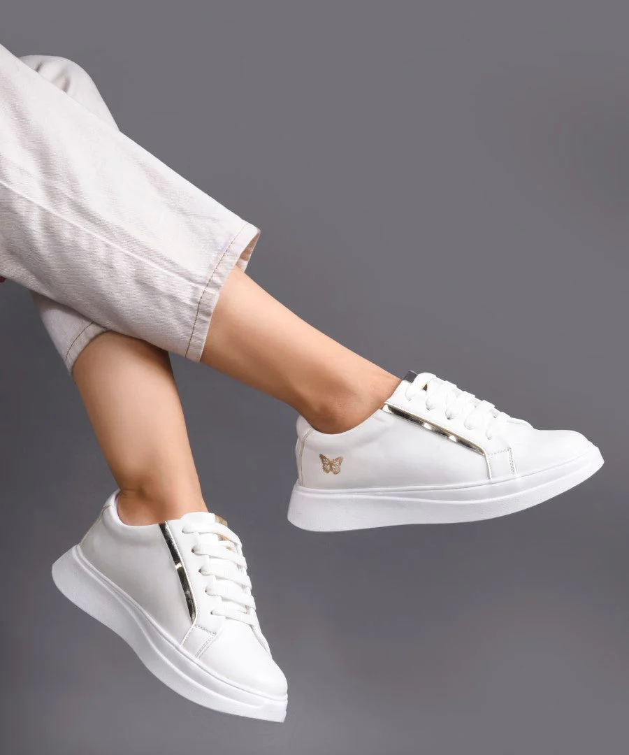 Metallic Lace-Up Sneakers - Image 10