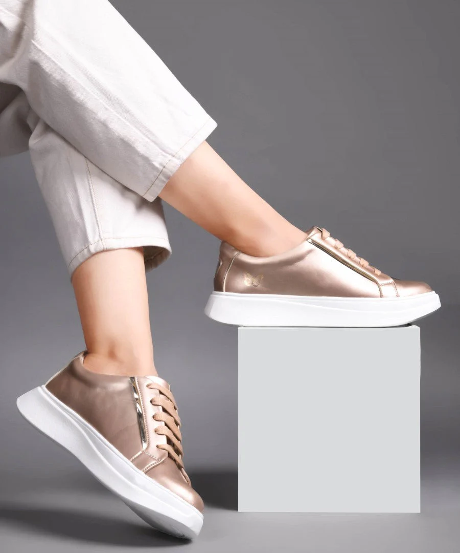 Metallic Lace-Up Sneakers - Image 3