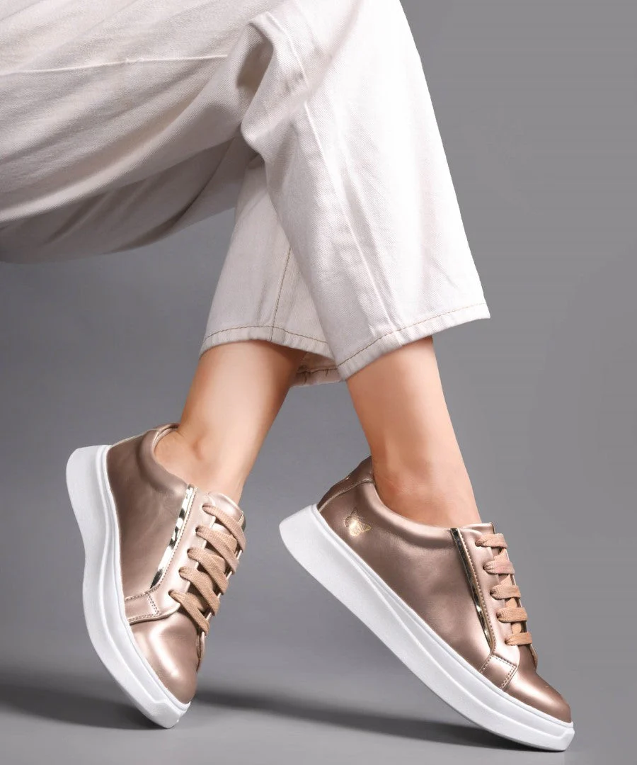 Metallic Lace-Up Sneakers - Image 4