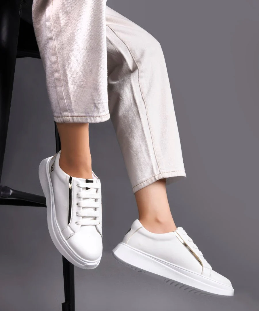 Metallic Lace-Up Sneakers - Image 8