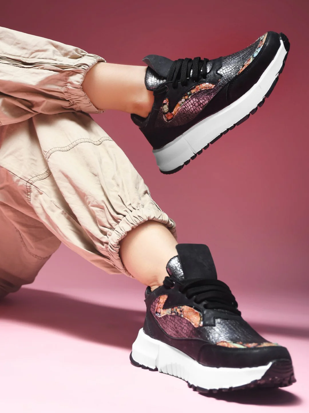 Metallic Mesh Chunky Sneakers