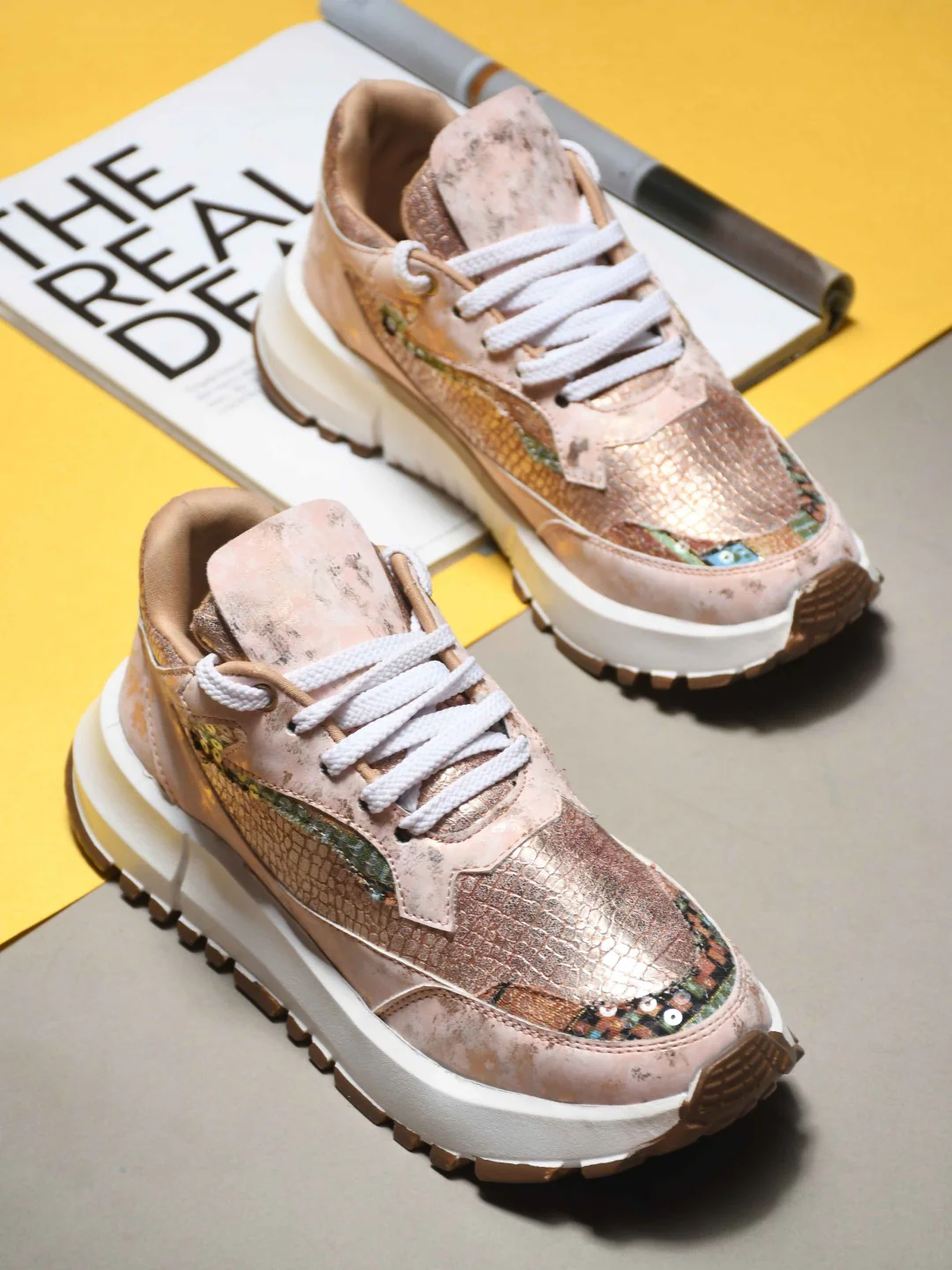 Metallic Mesh Chunky Sneakers - Image 13