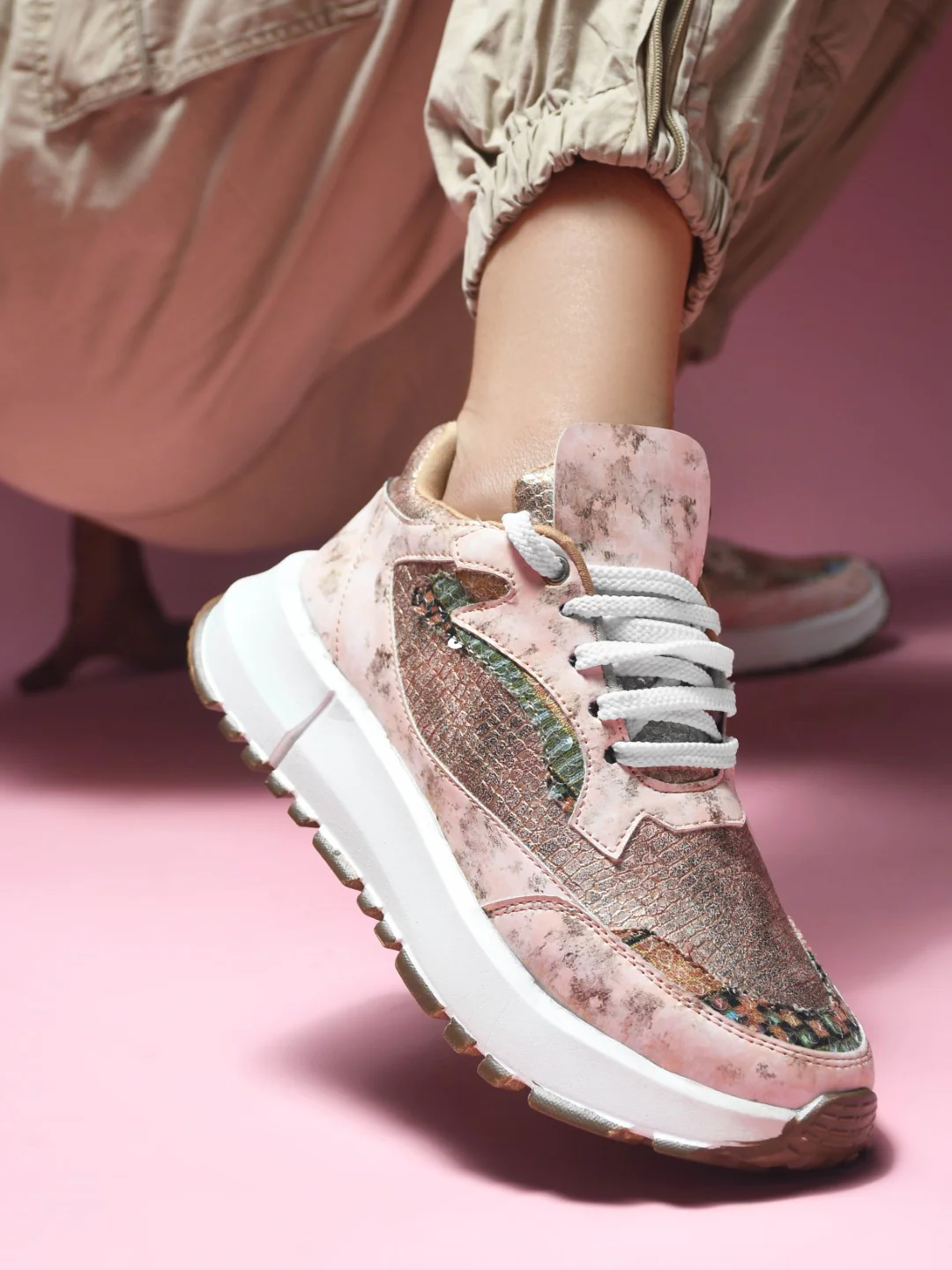 Metallic Mesh Chunky Sneakers - Image 14