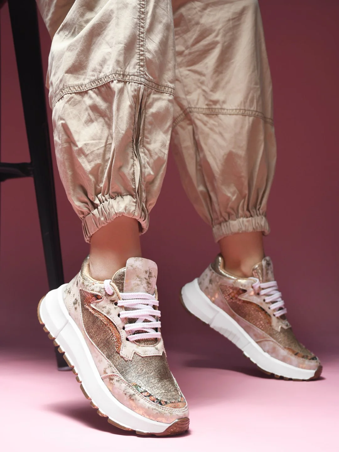 Metallic Mesh Chunky Sneakers - Image 7