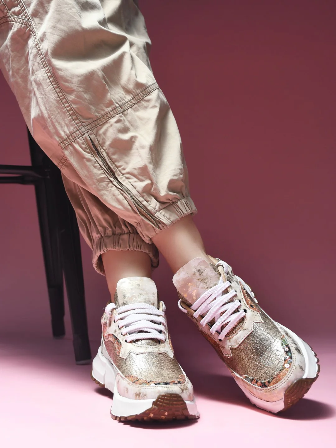 Metallic Mesh Chunky Sneakers - Image 9