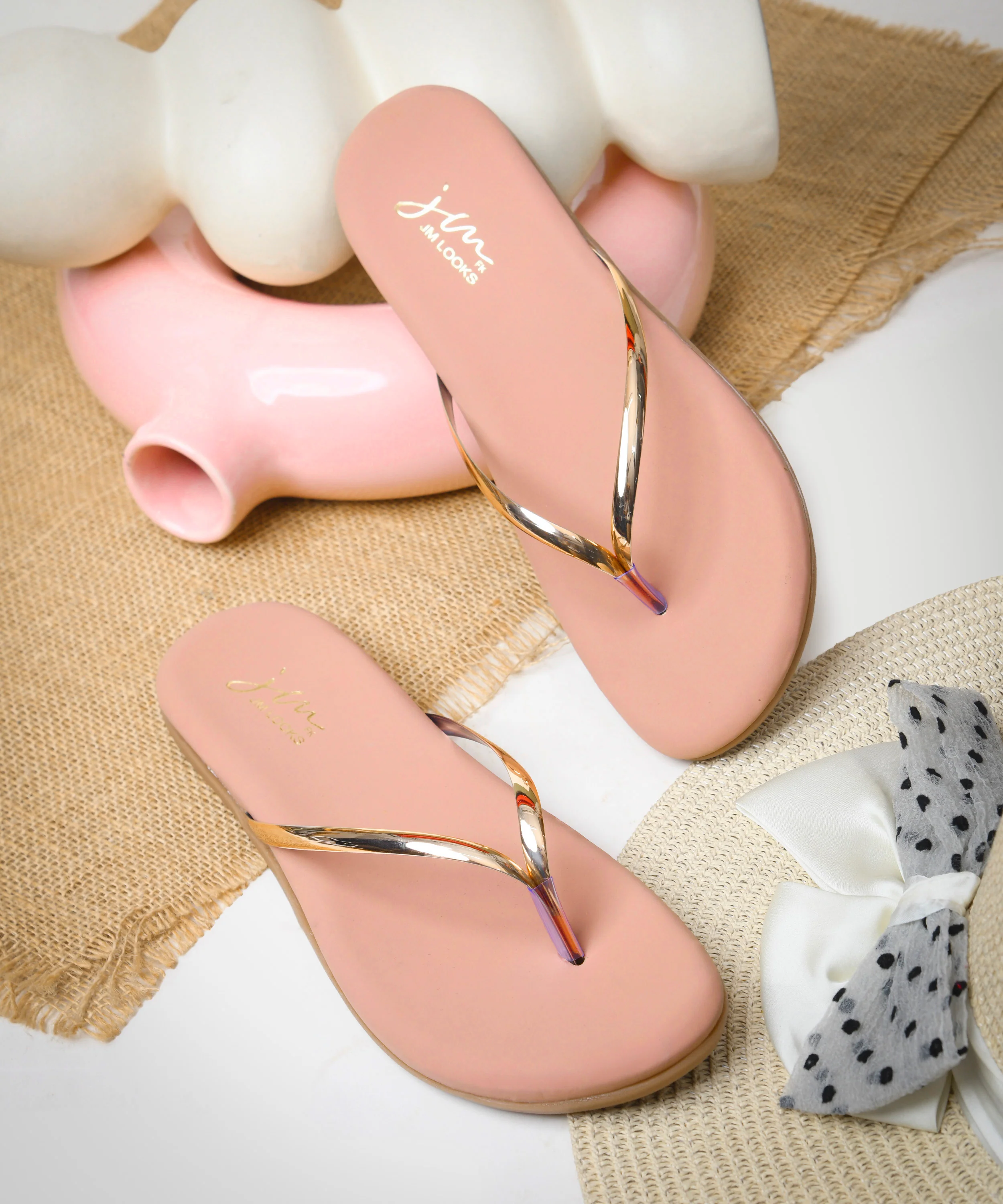 Metallic Strap Comfort Flip Flops - Image 15