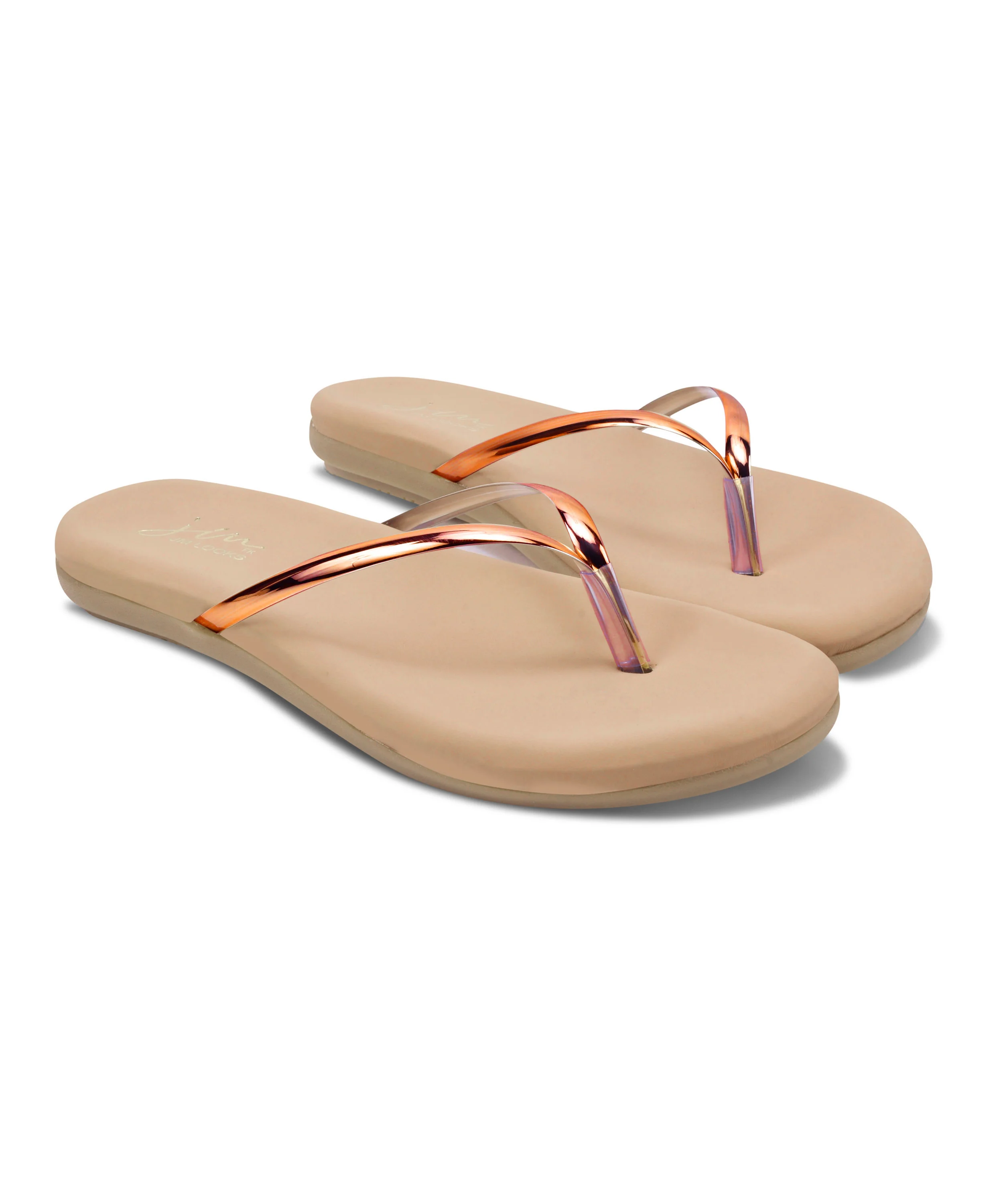 Metallic Strap Comfort Flip Flops - Image 5