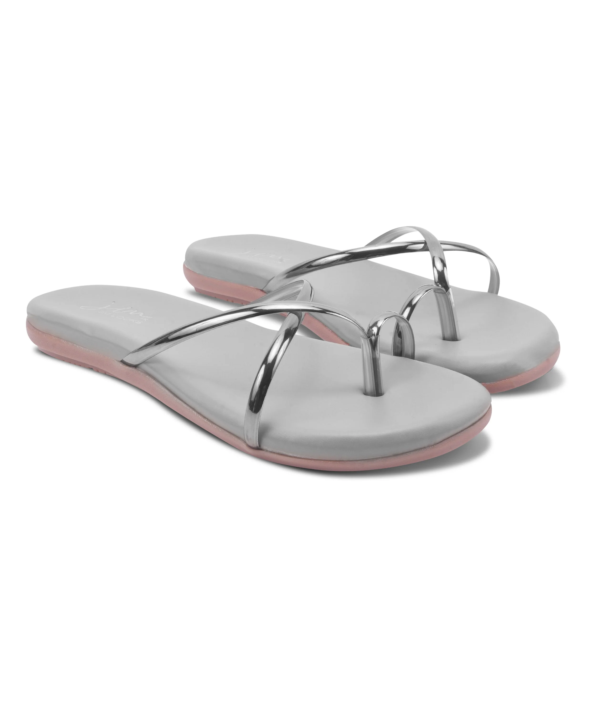 Metallic Strap Flat Toe Ring Sandals - Image 17