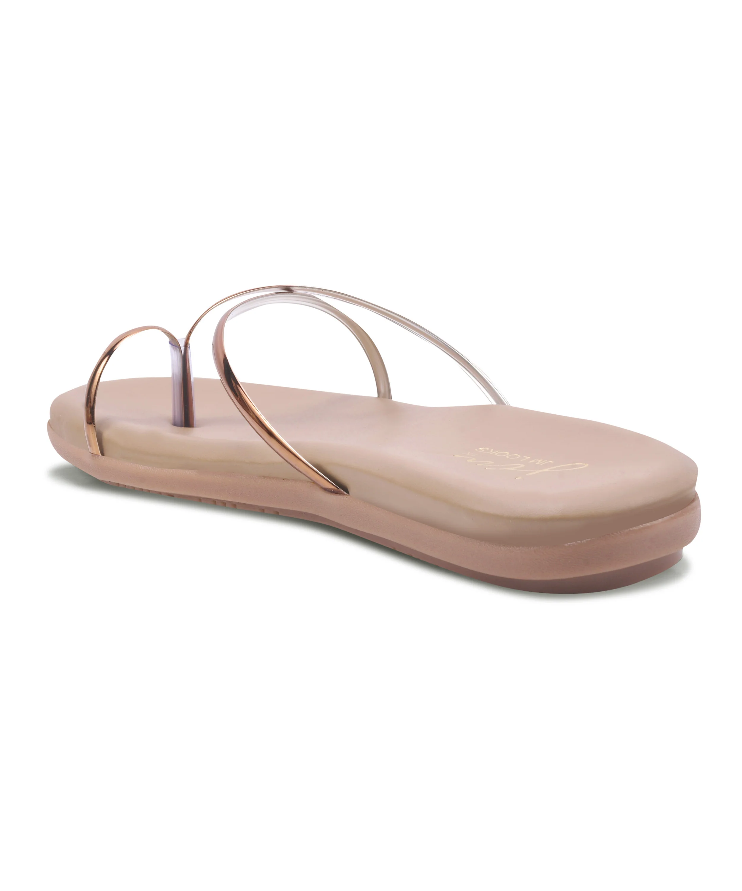 Metallic Strap Flat Toe Ring Sandals - Image 6