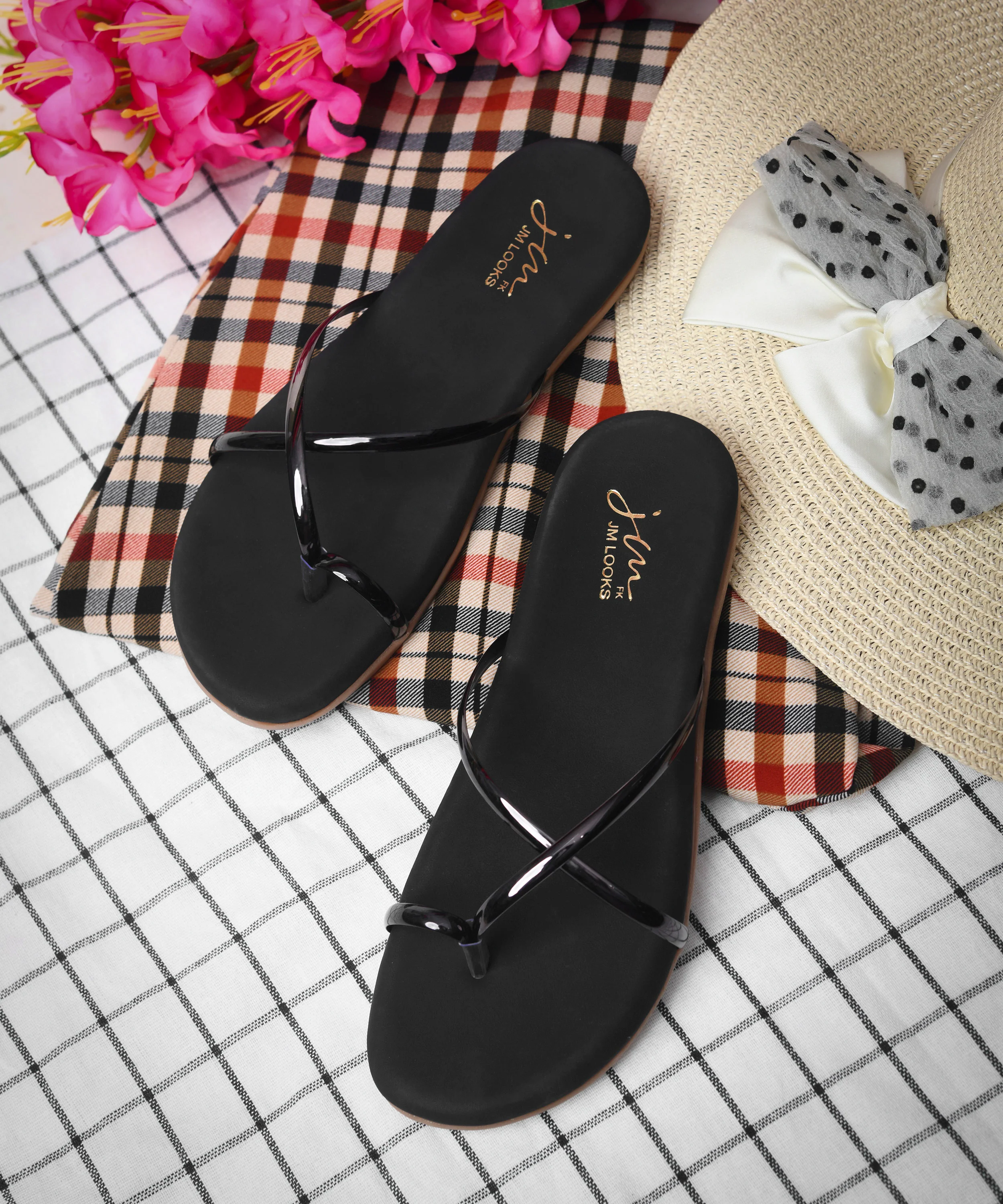 Metallic Strap Flat Toe Ring Sandals - Image 7