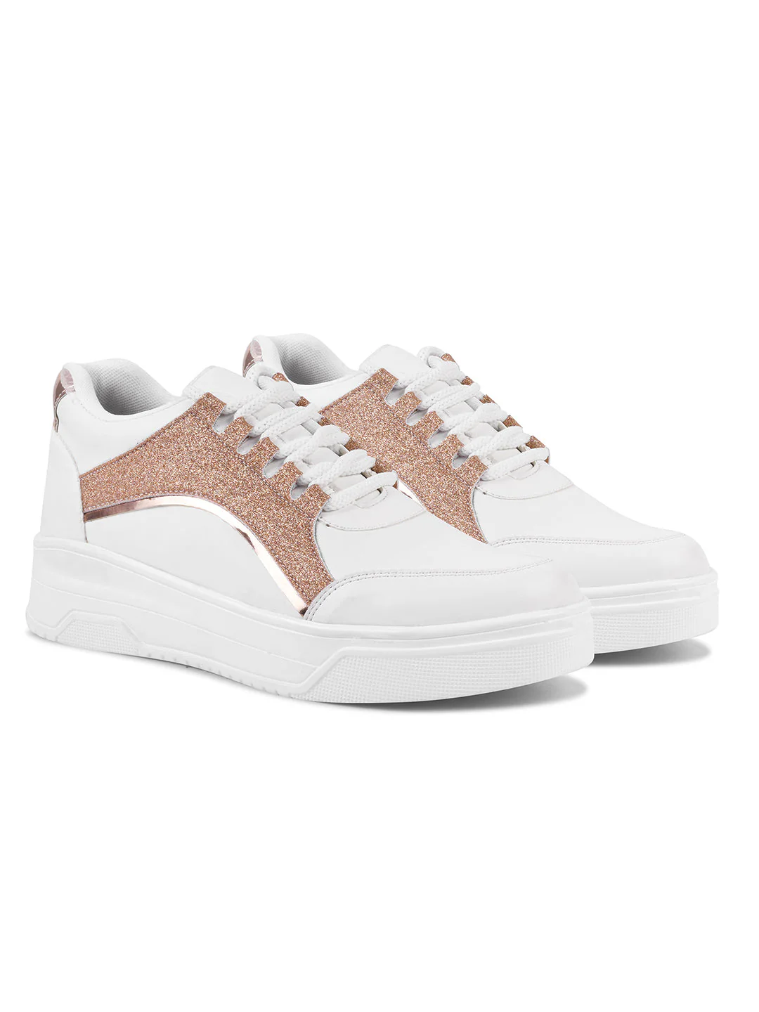 JM Looks Chunky Platform Sneaker with Glitter Accent and Lace-Up Style - Image 12