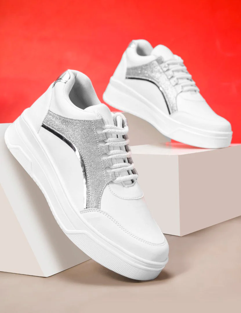 JM Looks Chunky Platform Sneaker with Glitter Accent and Lace-Up Style - Image 17