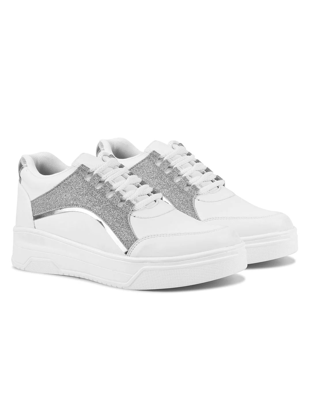 JM Looks Chunky Platform Sneaker with Glitter Accent and Lace-Up Style - Image 18