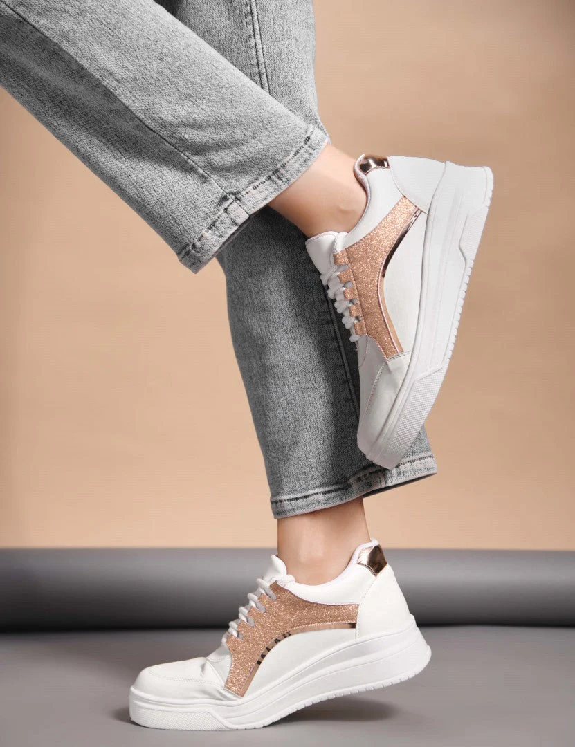 Jm Looks Glitter Panel Fashion Sneakers - Image 9