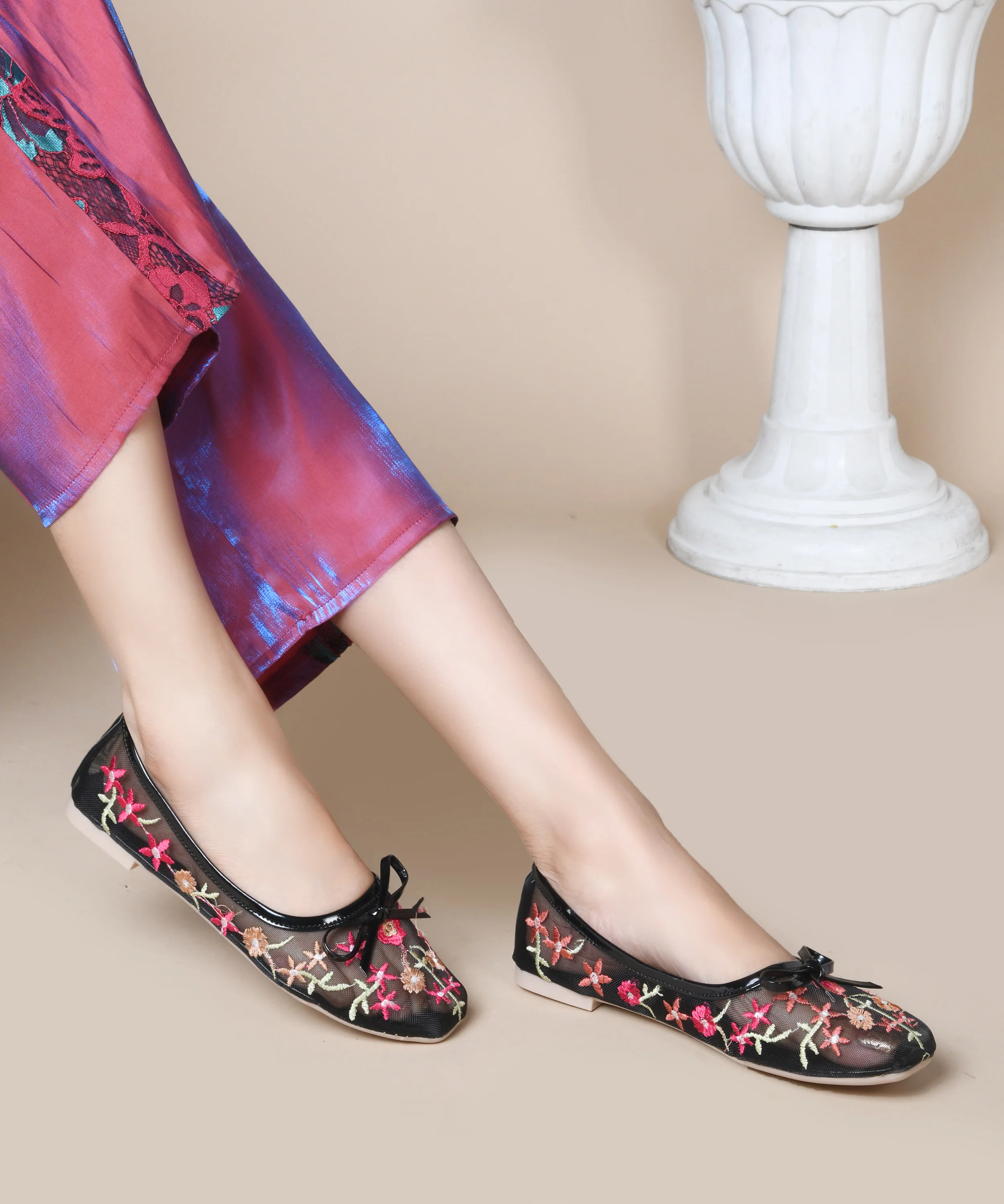 Midnight Garden Embroidery Ballerinas - Image 2