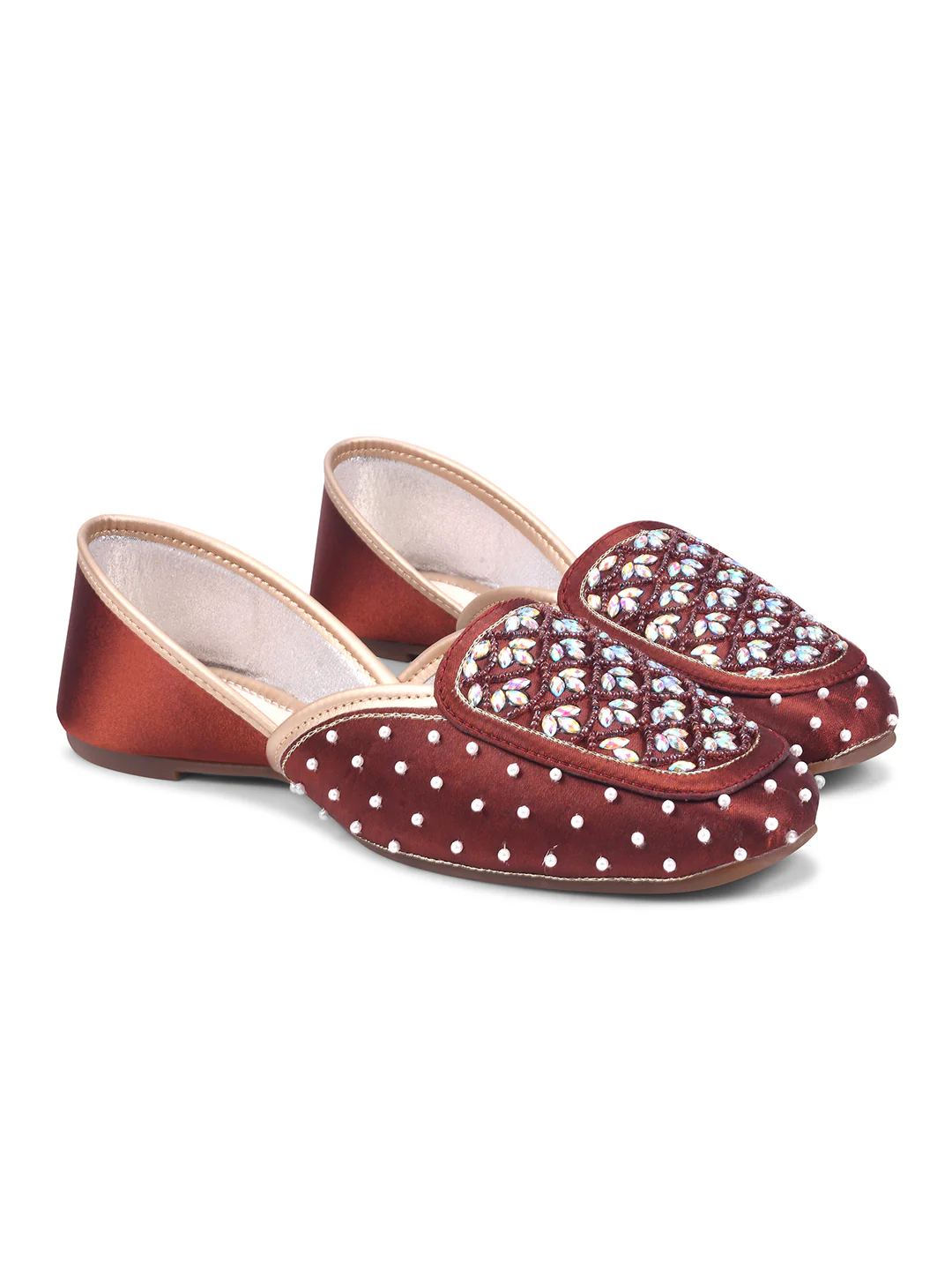 Mirror and Pearl Embellished Ethnic Juttis - Image 7