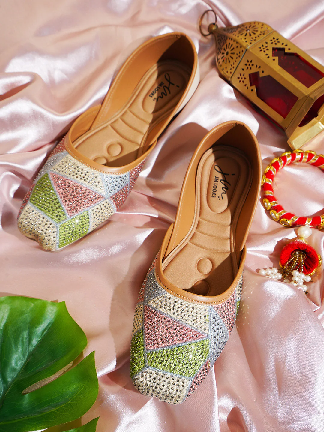 Jm Looks Embellished Geometric Pattern Juttis - Image 13