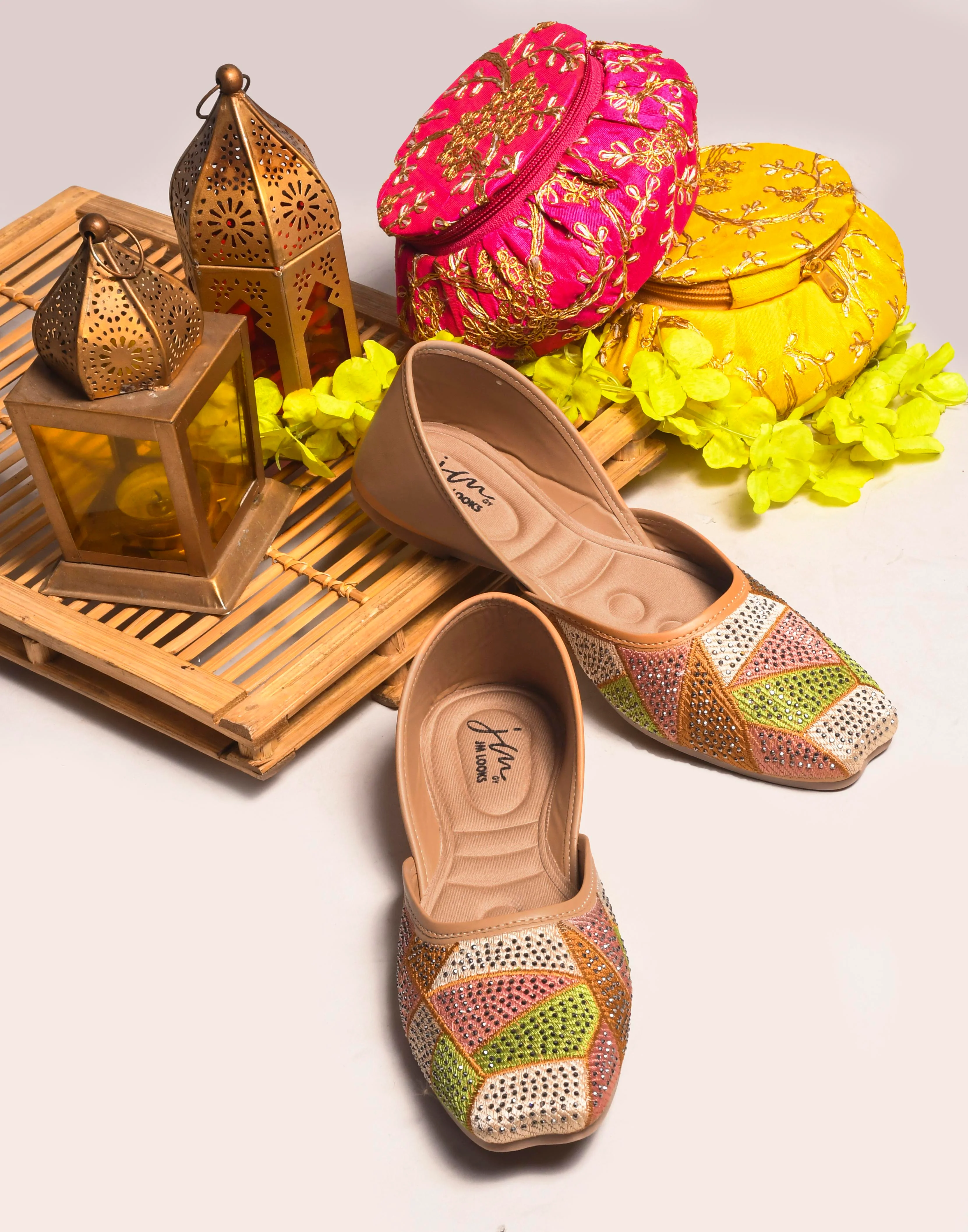 Jm Looks Embellished Geometric Pattern Juttis - Image 19