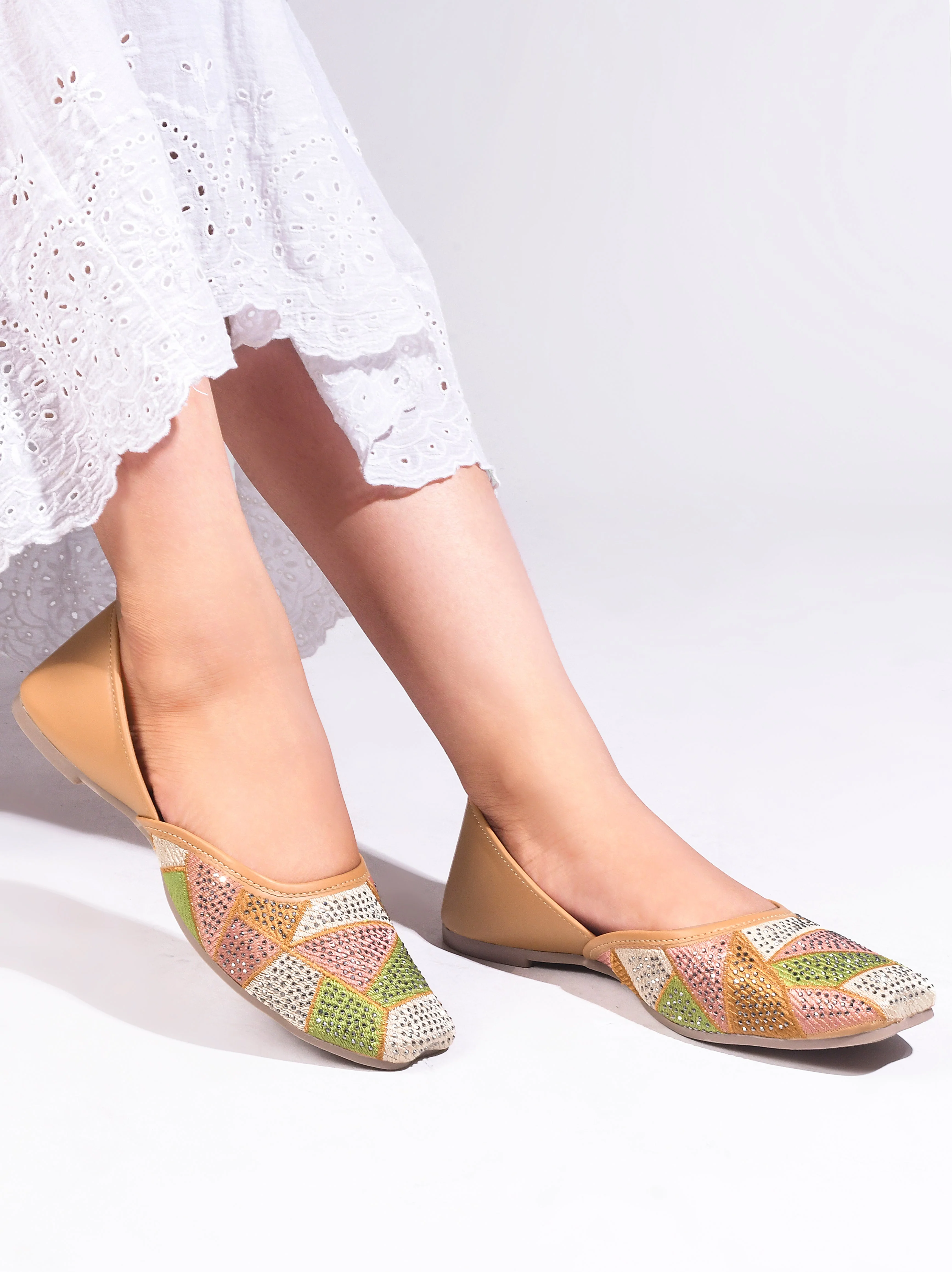 Jm Looks Embellished Geometric Pattern Juttis - Image 21